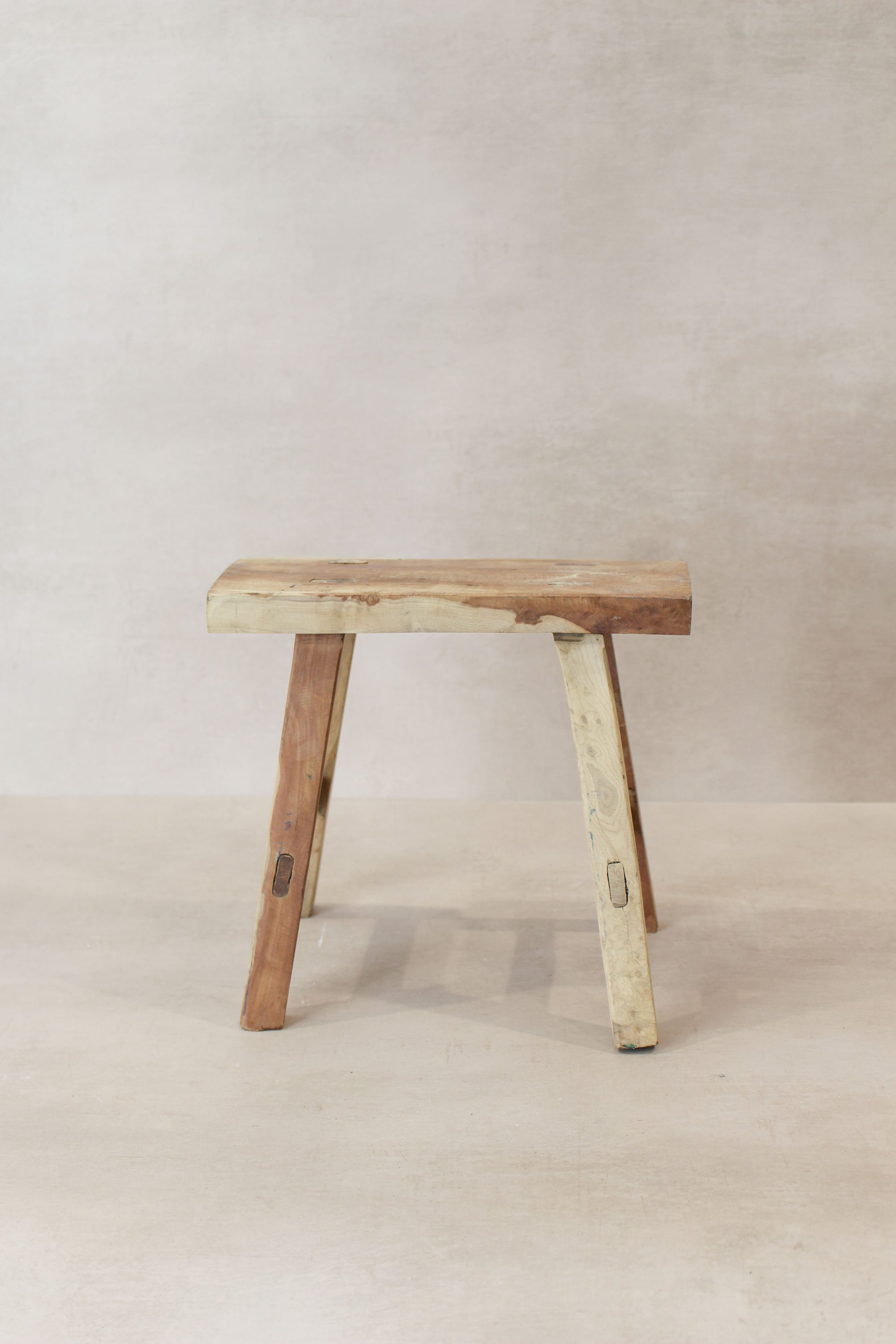 Vintage Rustic Elm Wood Stool - Small - No 20