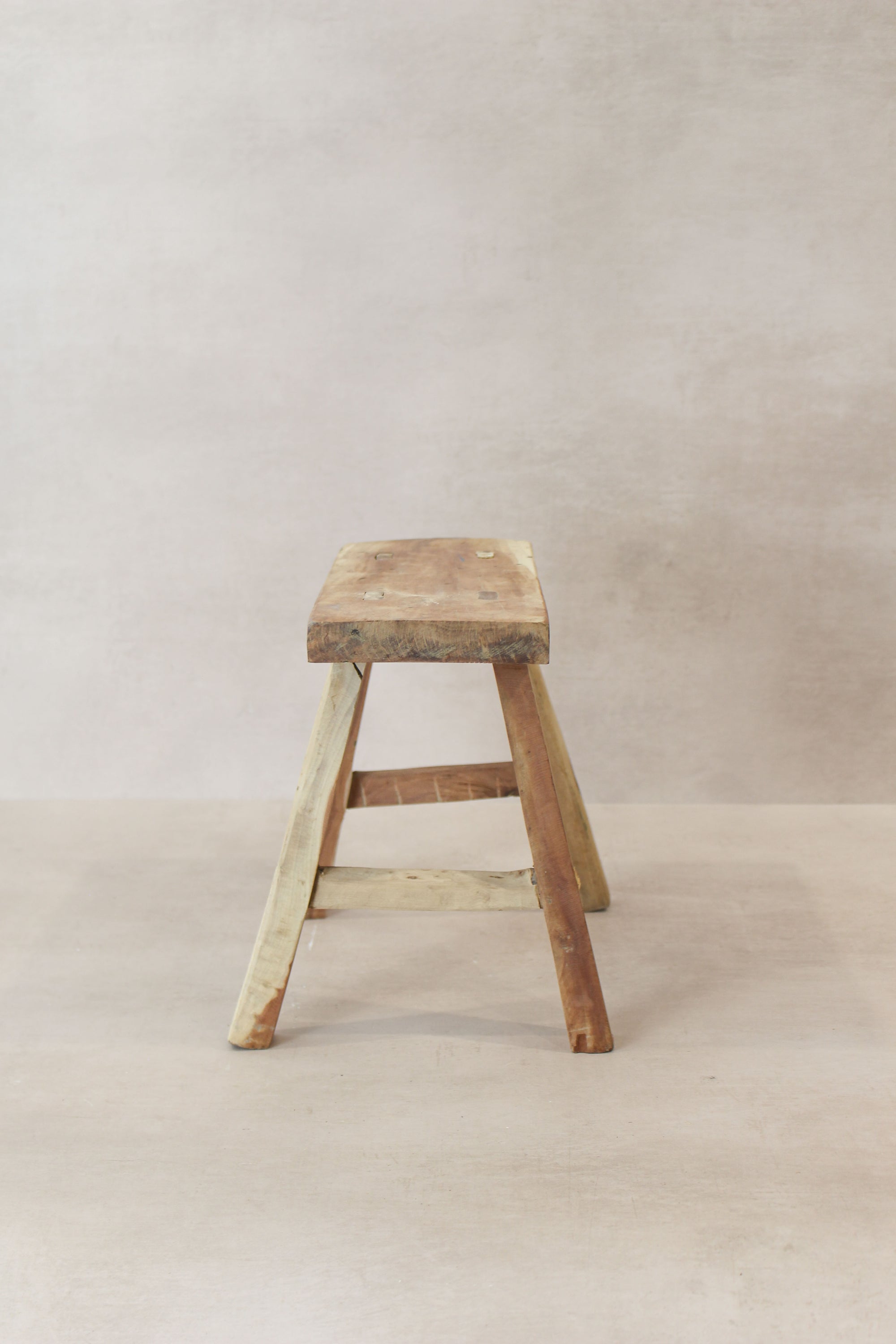 Vintage Rustic Elm Wood Stool - Small - No 20