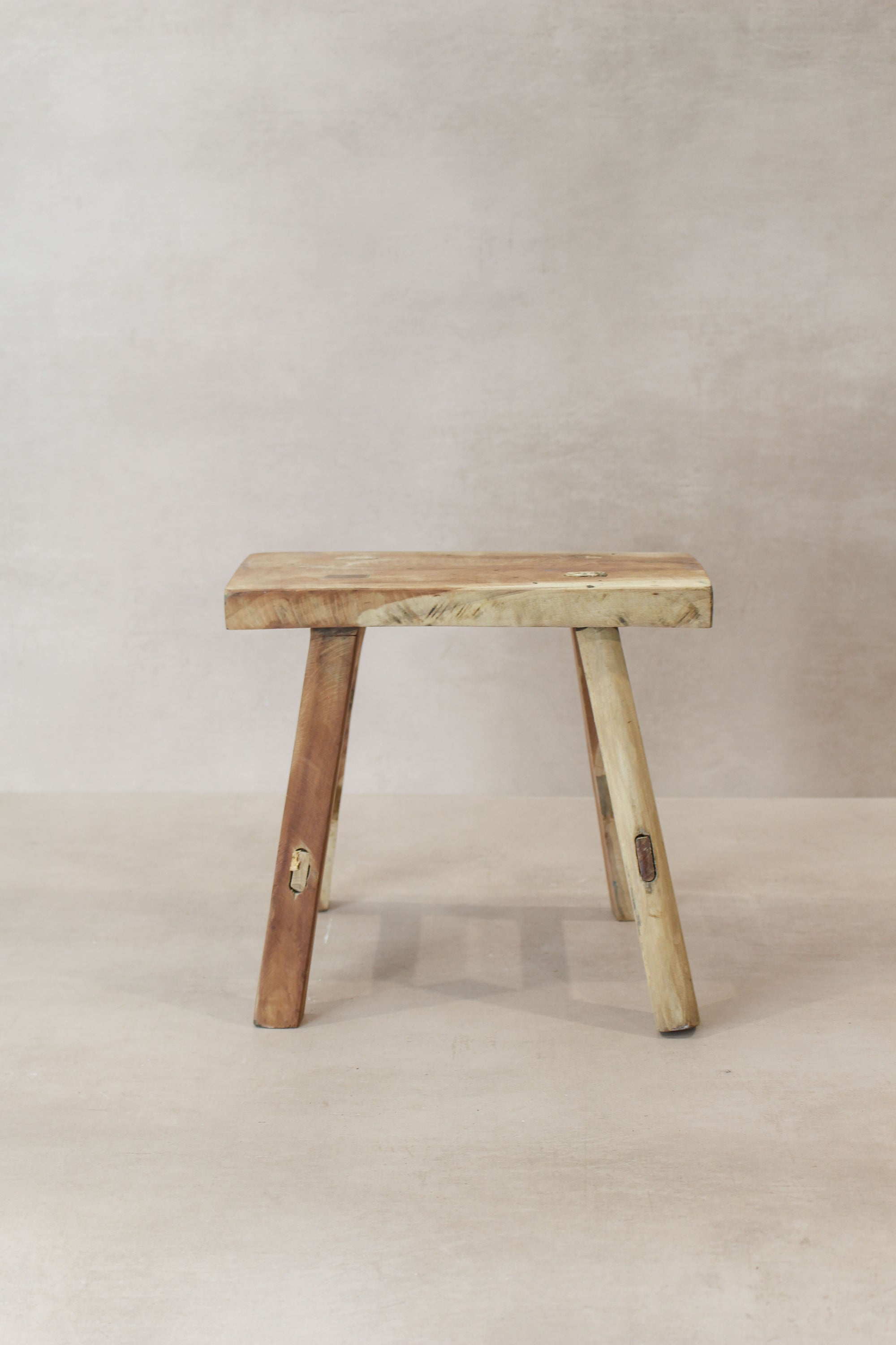 Vintage Rustic Elm Wood Stool - Small - No 20