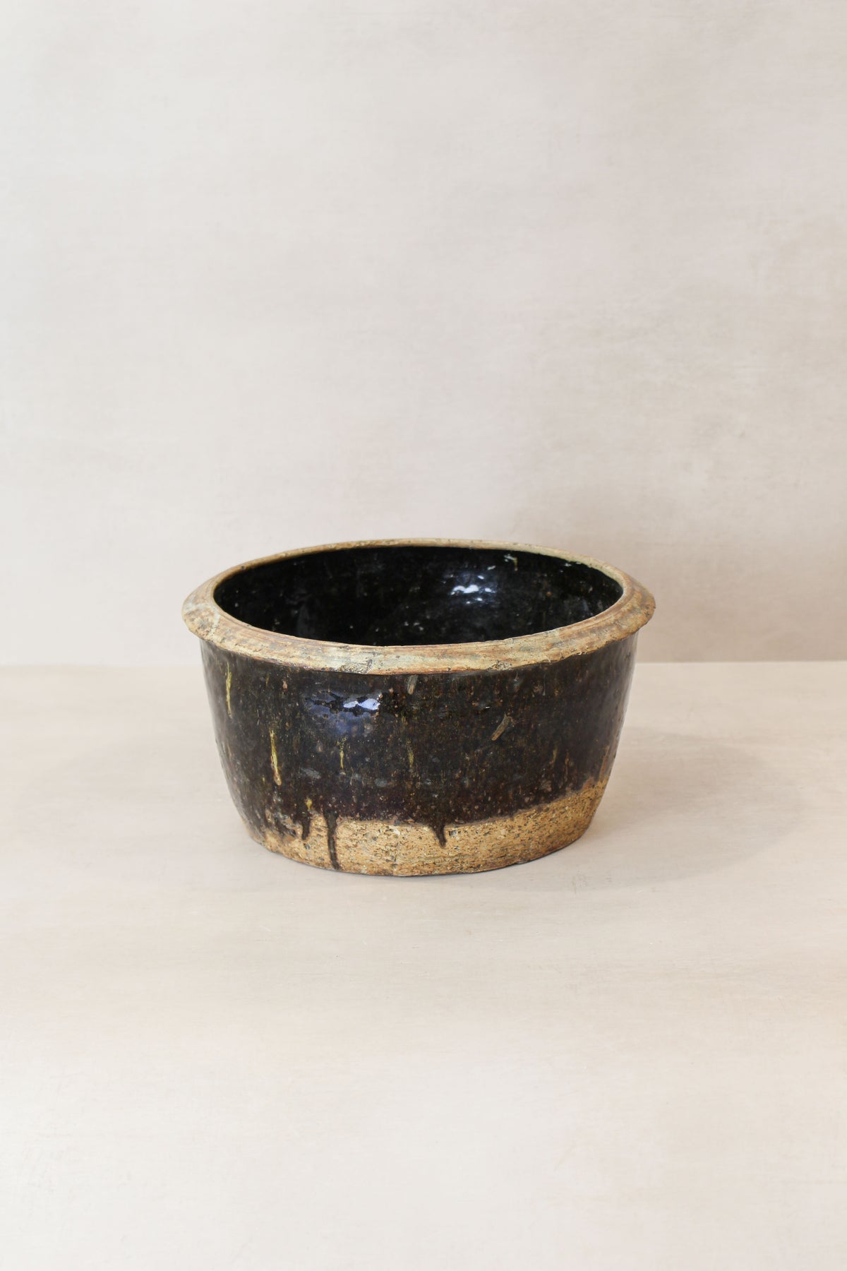 Wabi Sabi Antique Dark Glazed Terracotta Bowl Small- LBB 03
