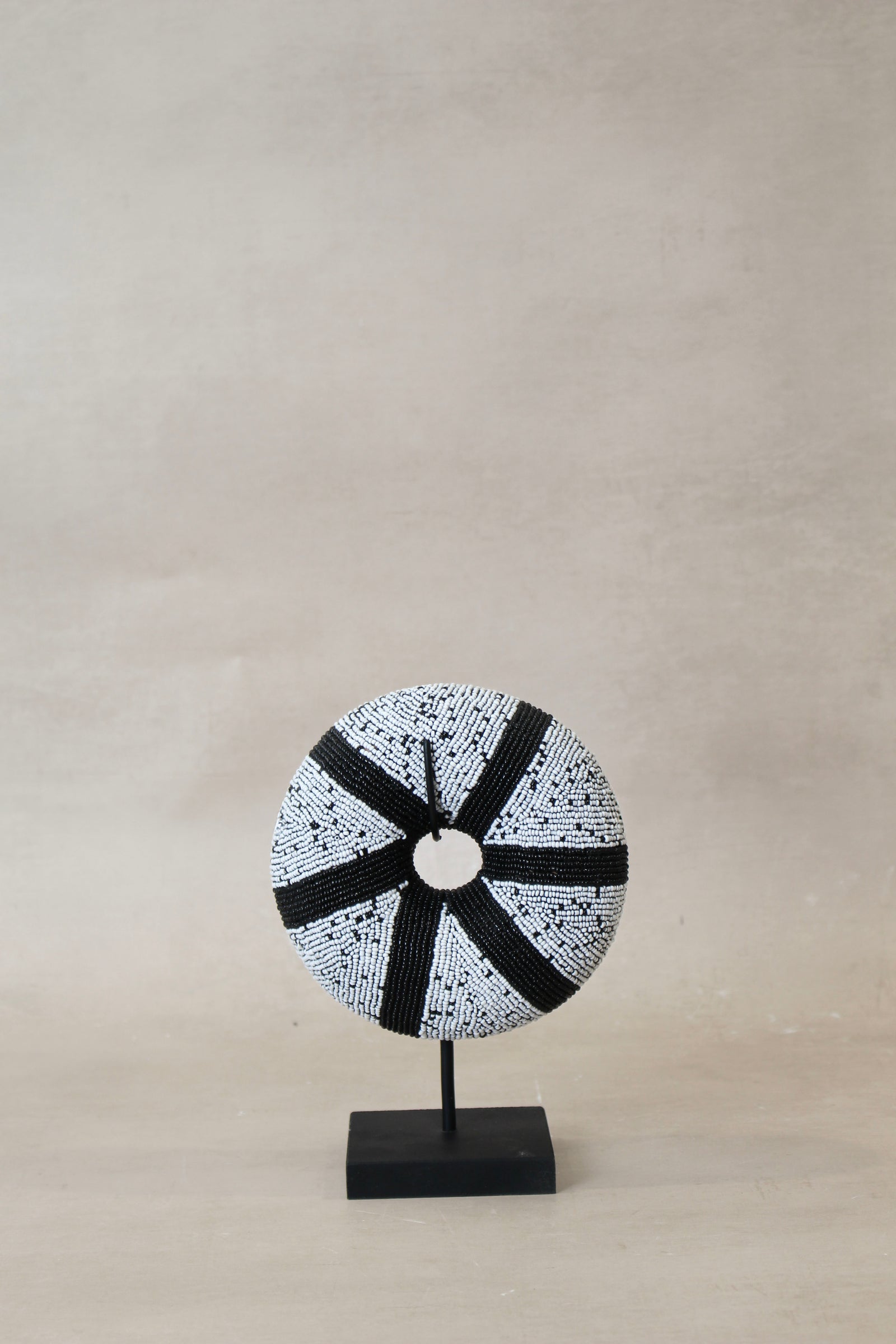 Cameroon beaded bracelet - White with Black Stripes