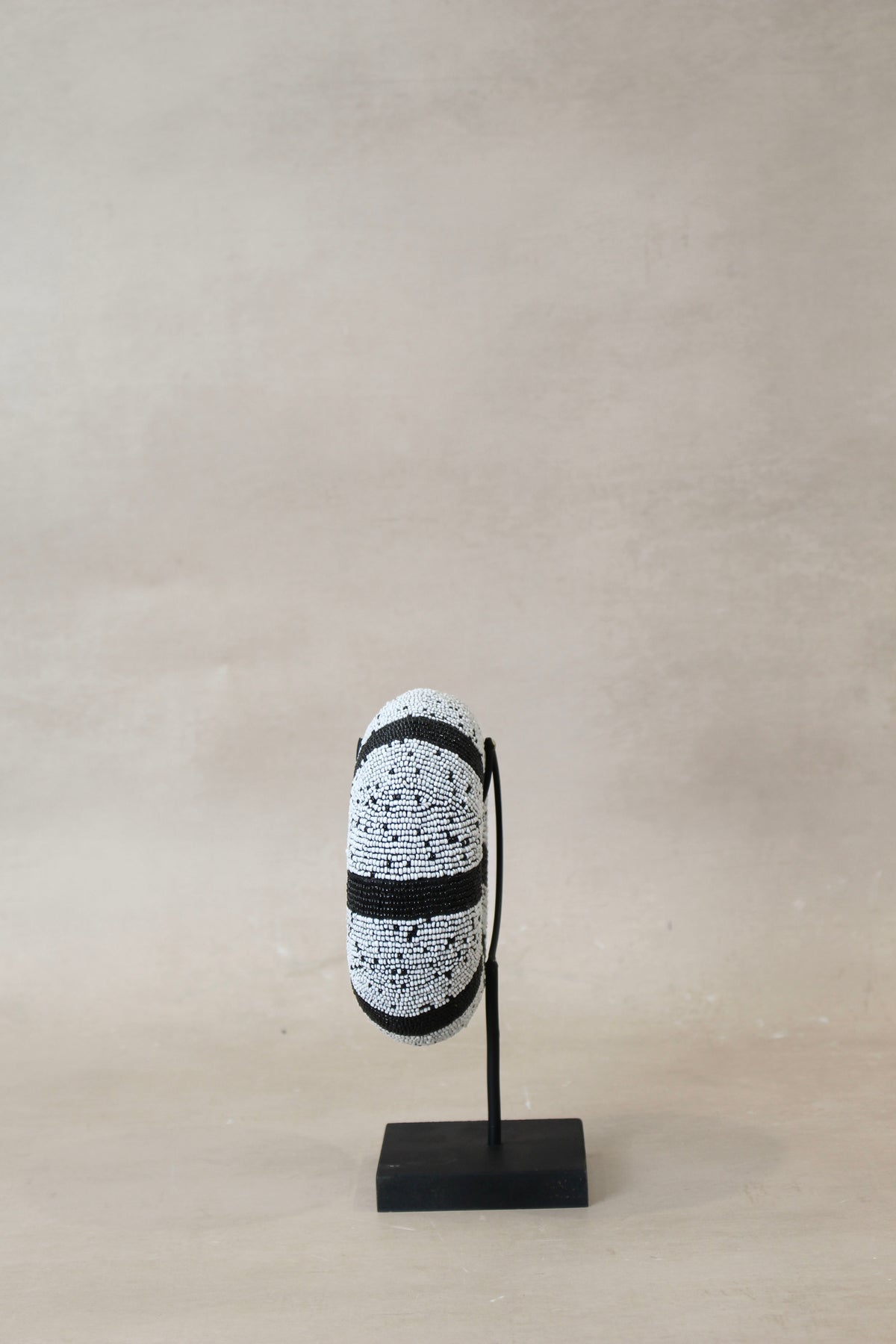 Cameroon beaded bracelet - White with Black Stripes