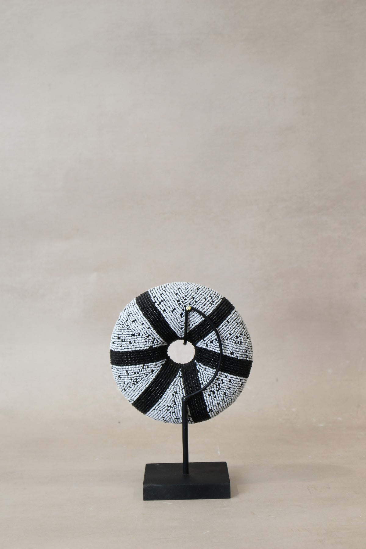 Cameroon beaded bracelet - White with Black Stripes