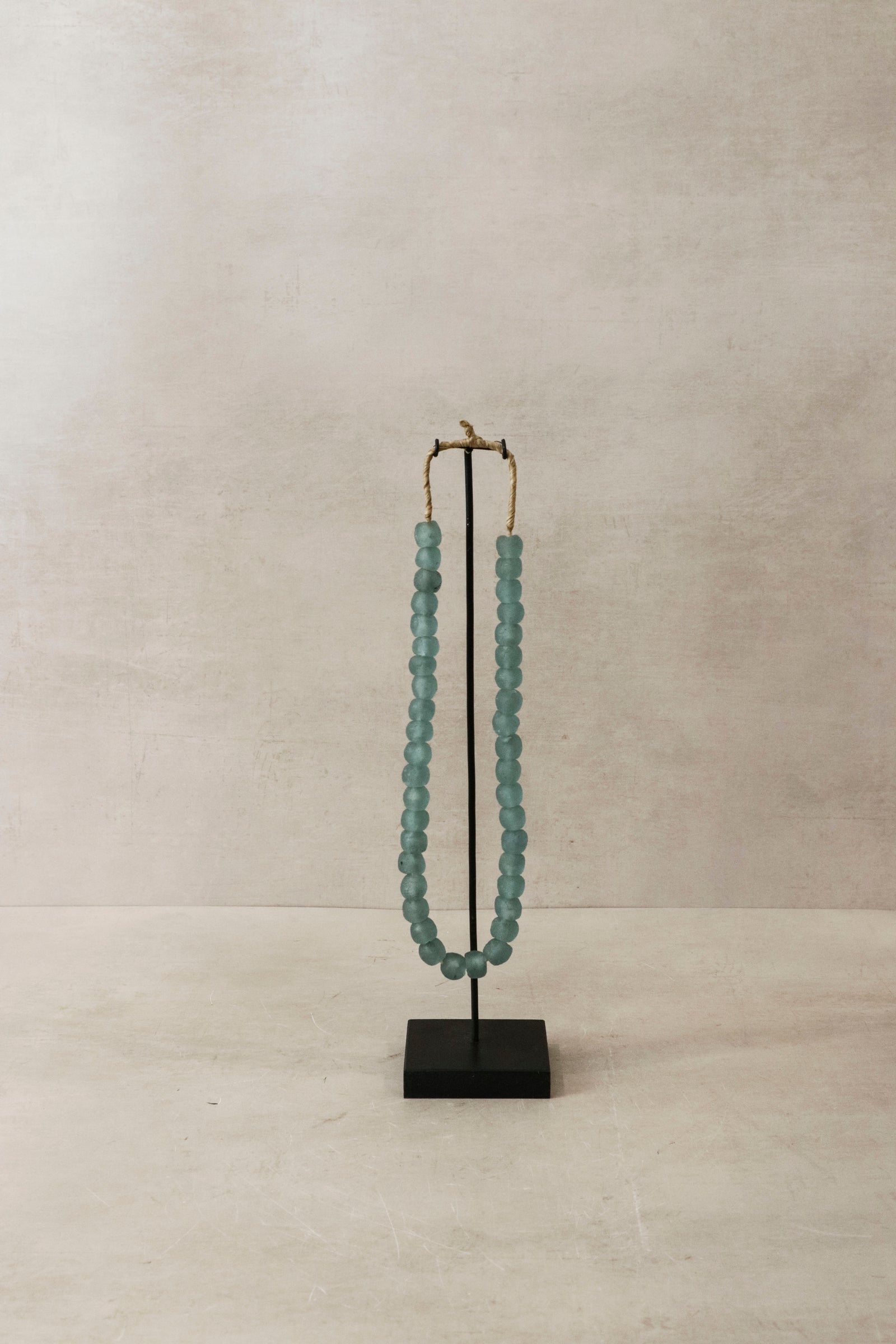 Ghana Glass Beads Necklace, Light blue - 83.4