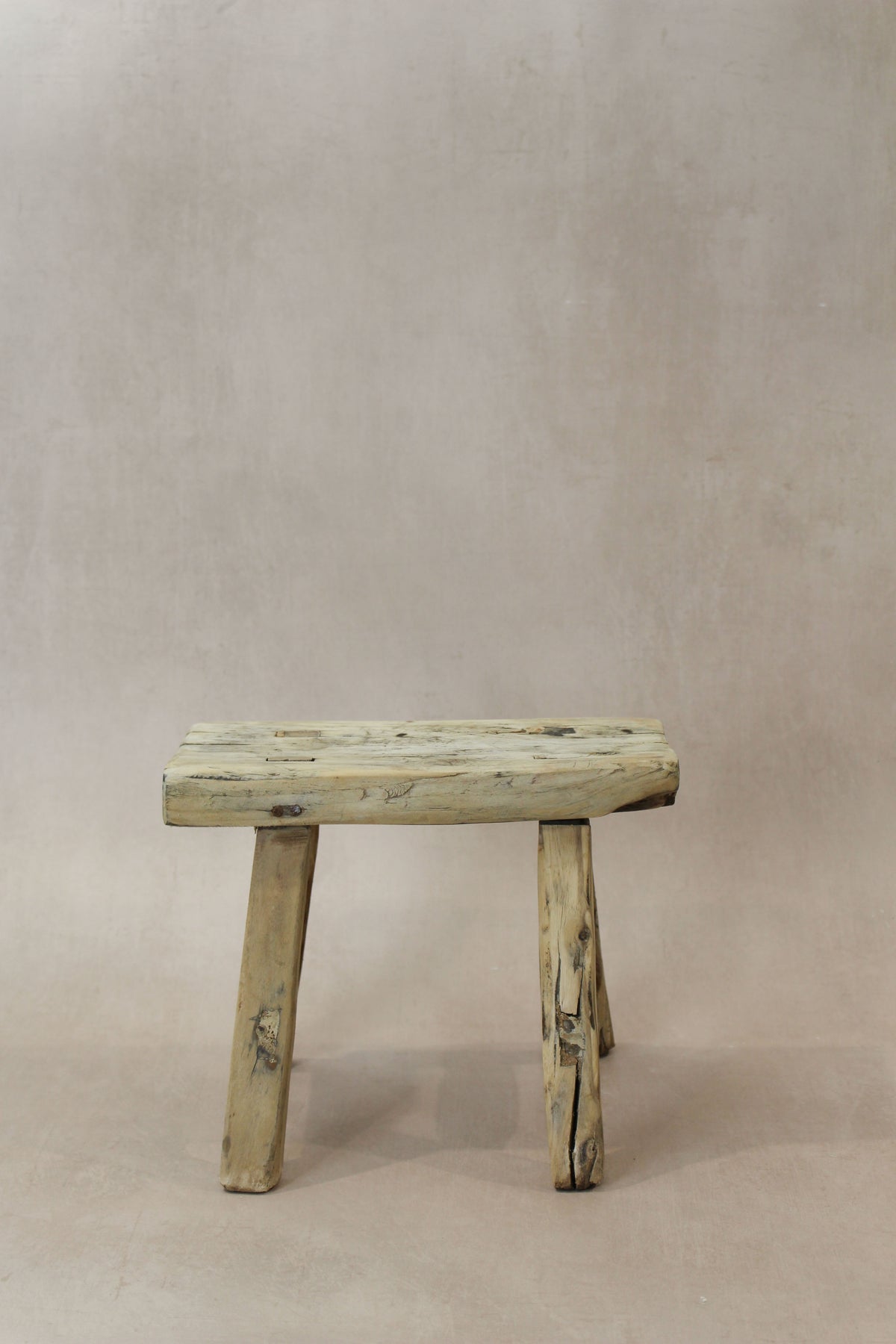 Vintage Rustic Elm Wood Stool - Small - No 21