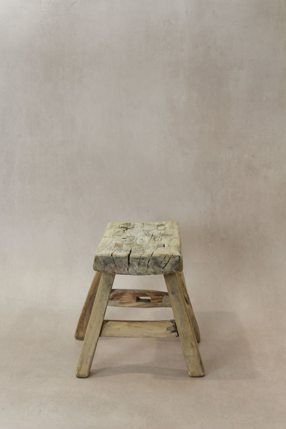 Vintage Rustic Elm Wood Stool - Small - No 21