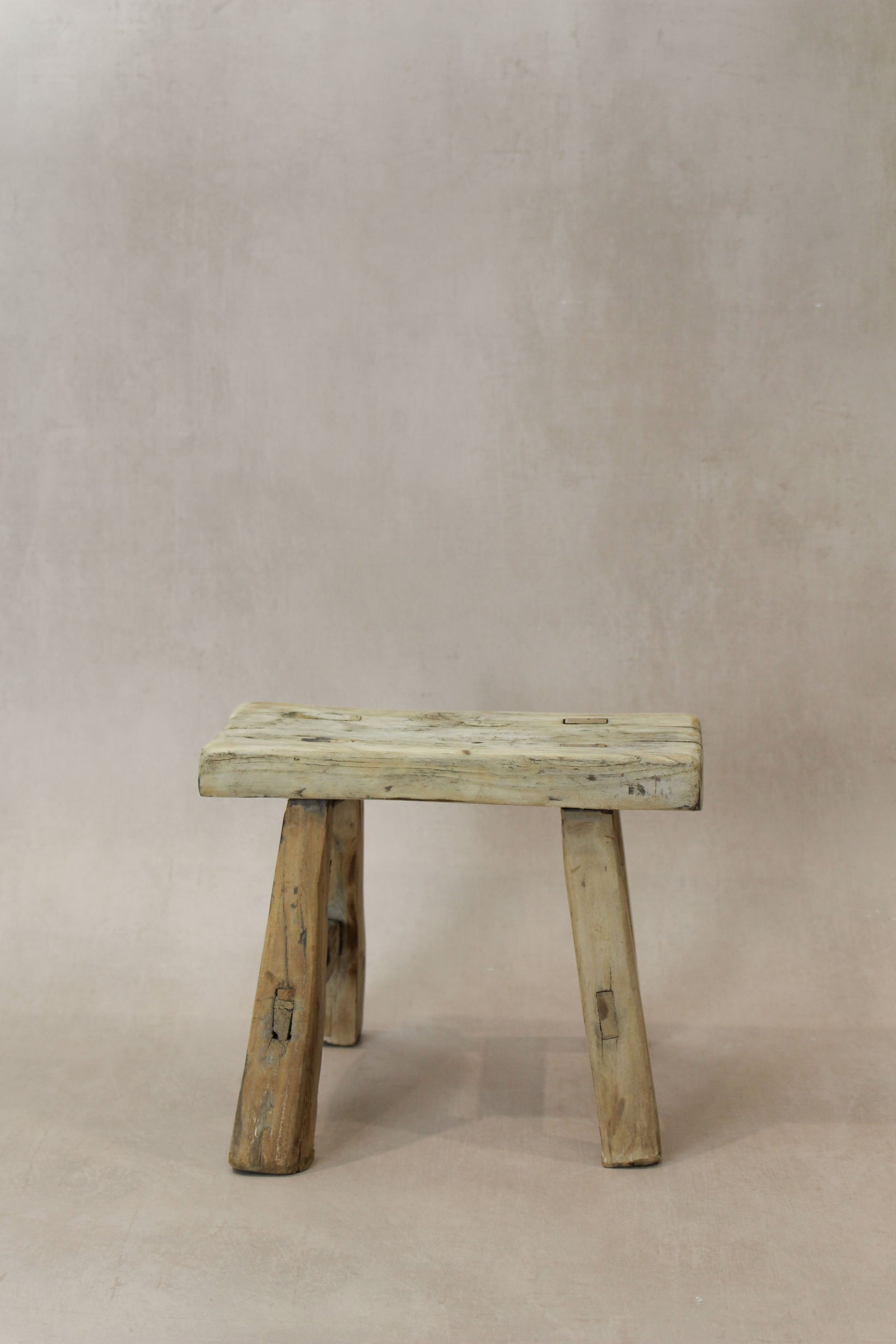 Vintage Rustic Elm Wood Stool - Small - No 21