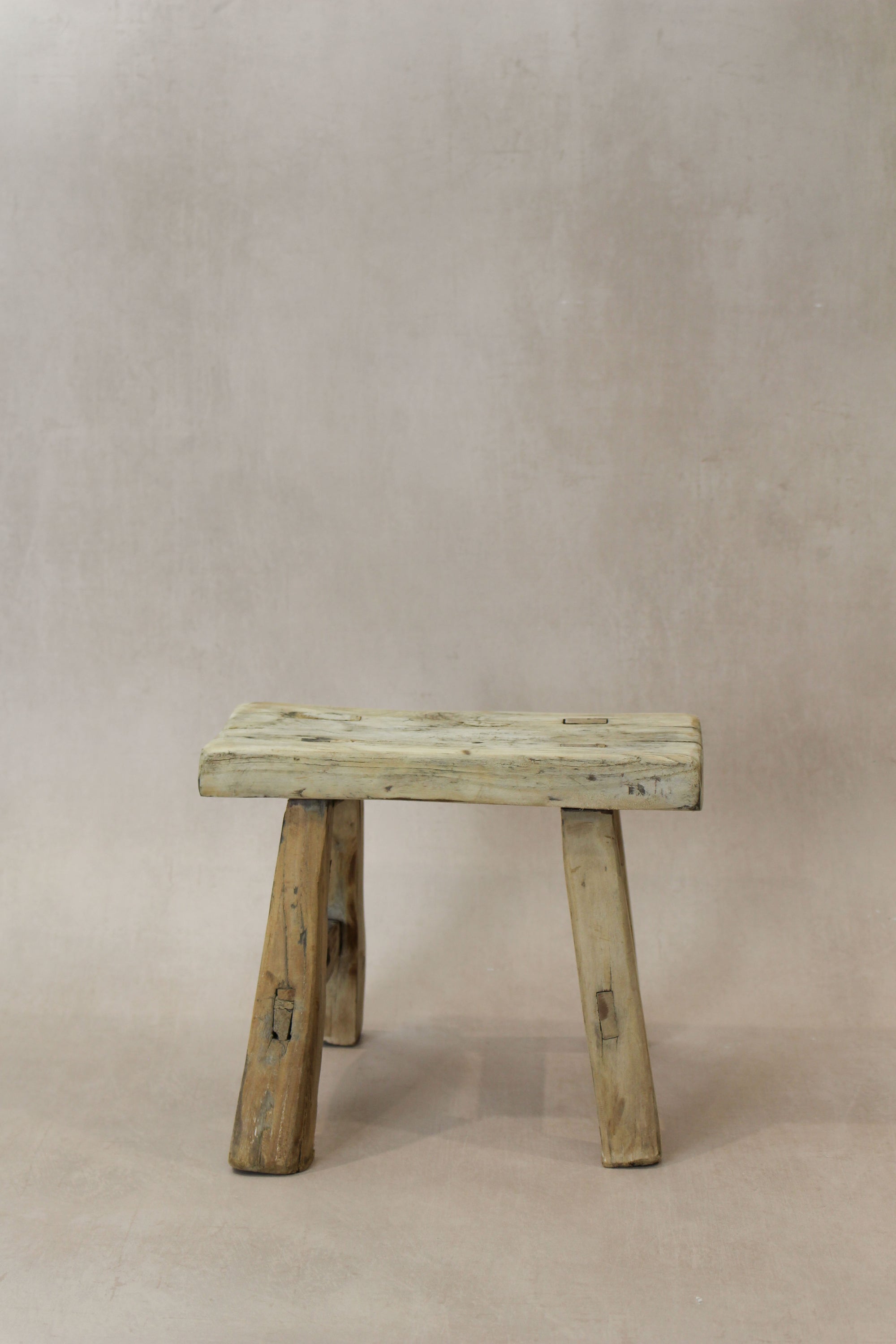 Vintage Rustic Elm Wood Stool - Small - No 21