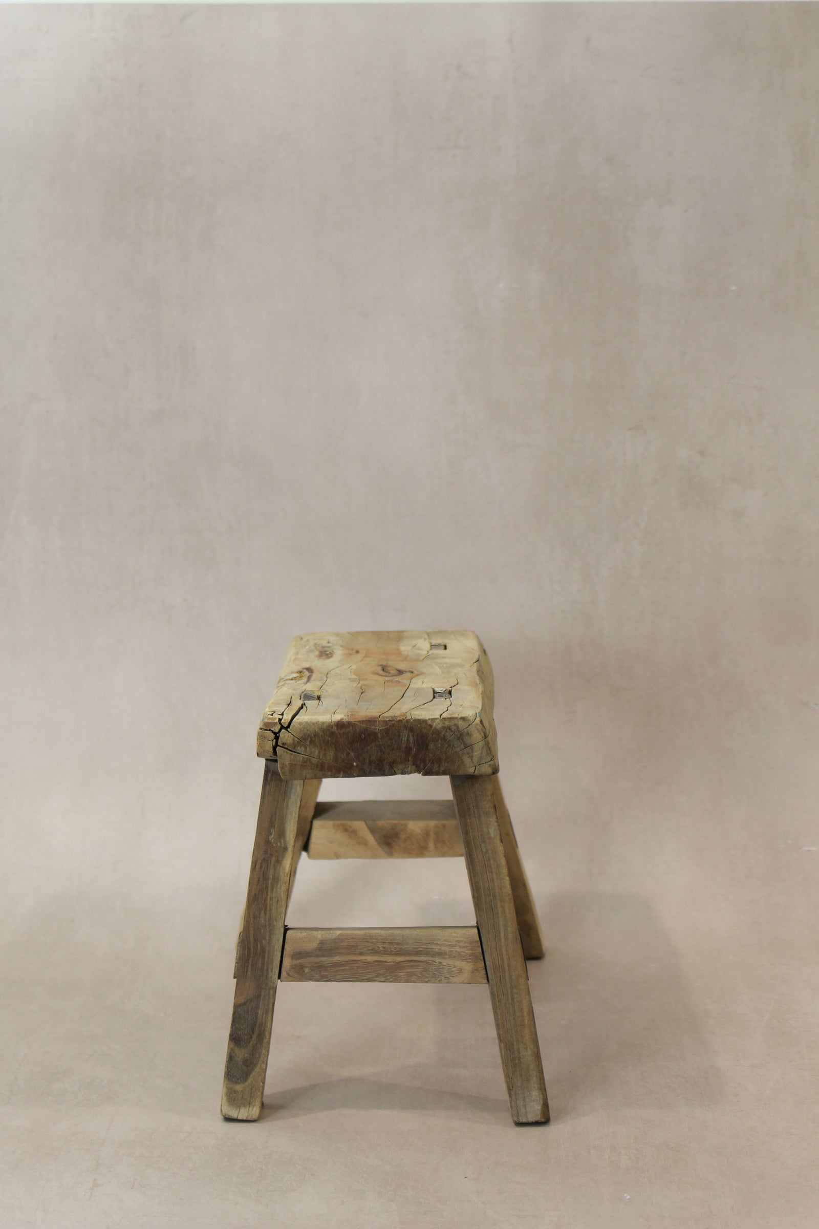Vintage Rustic Elm Wood Stool - Small - No 22