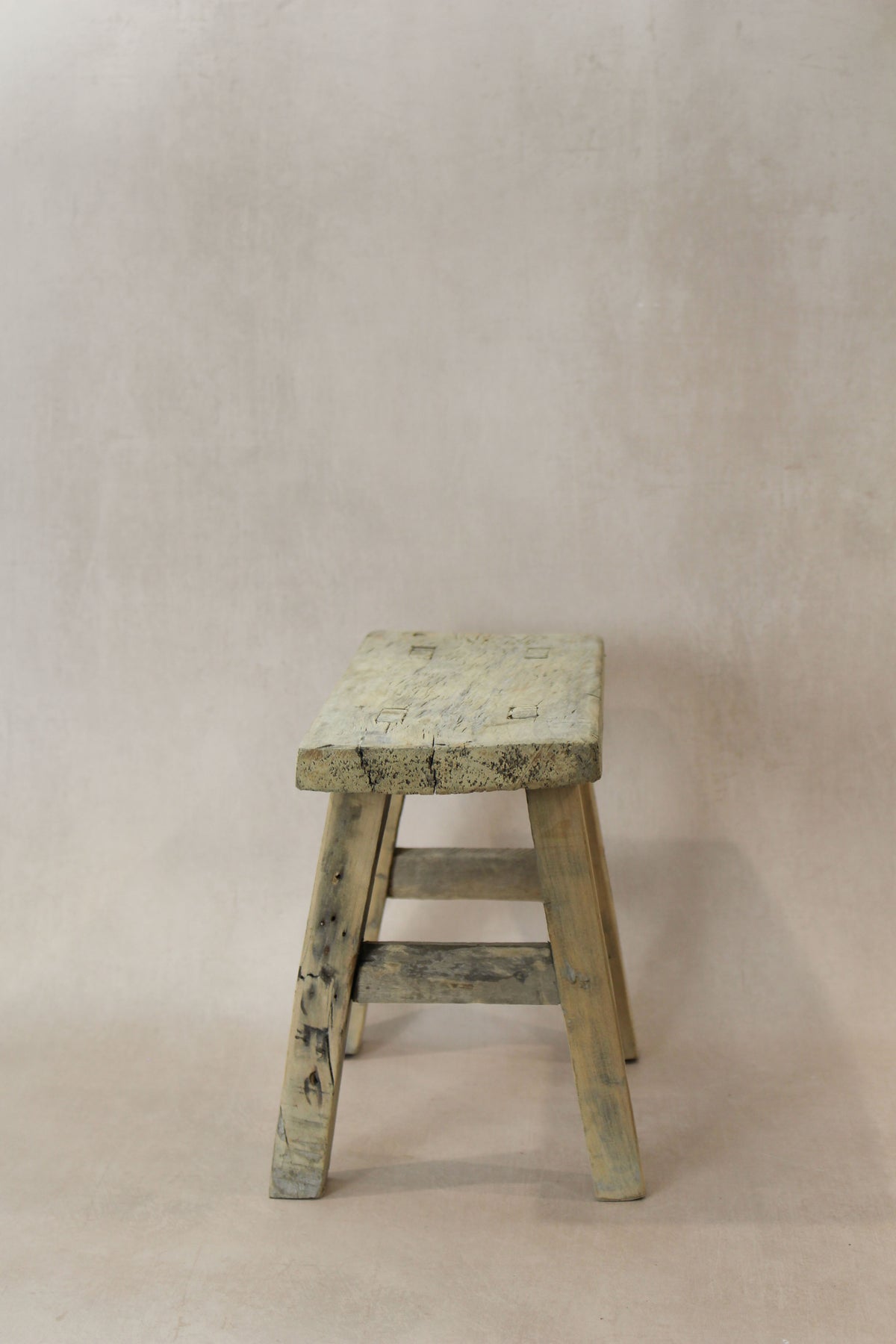 Vintage Rustic Elm Wood Stool - Small - No 23