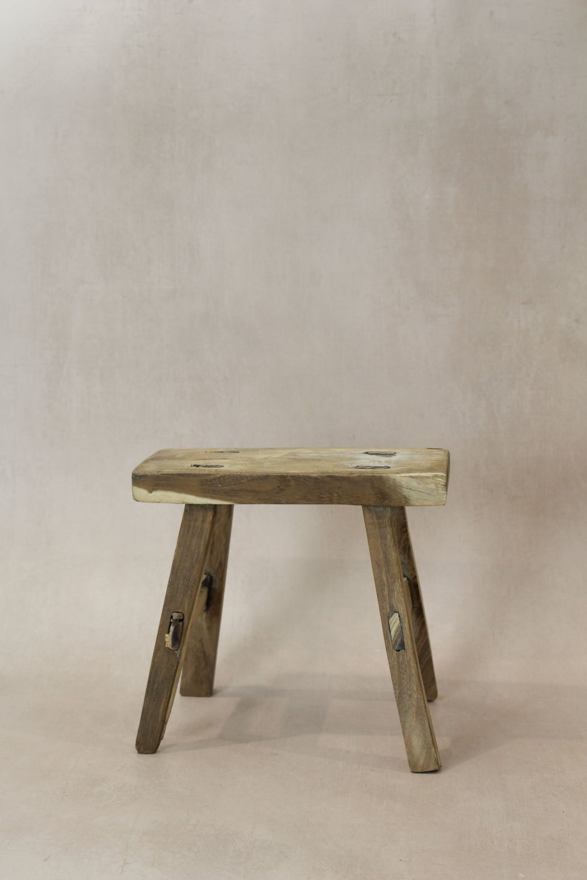 Vintage Rustic Elm Wood Stool - Small - No 24
