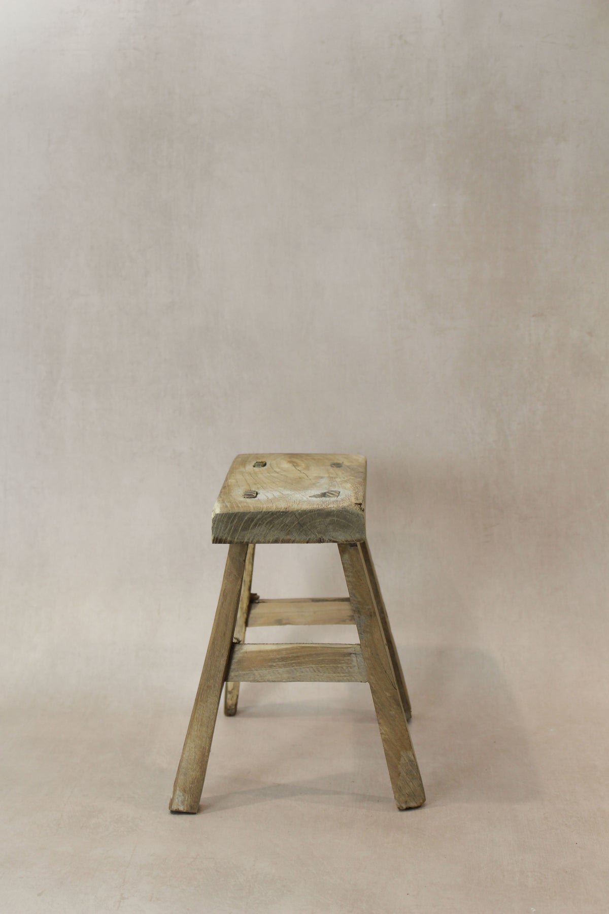 Vintage Rustic Elm Wood Stool - Small - No 24