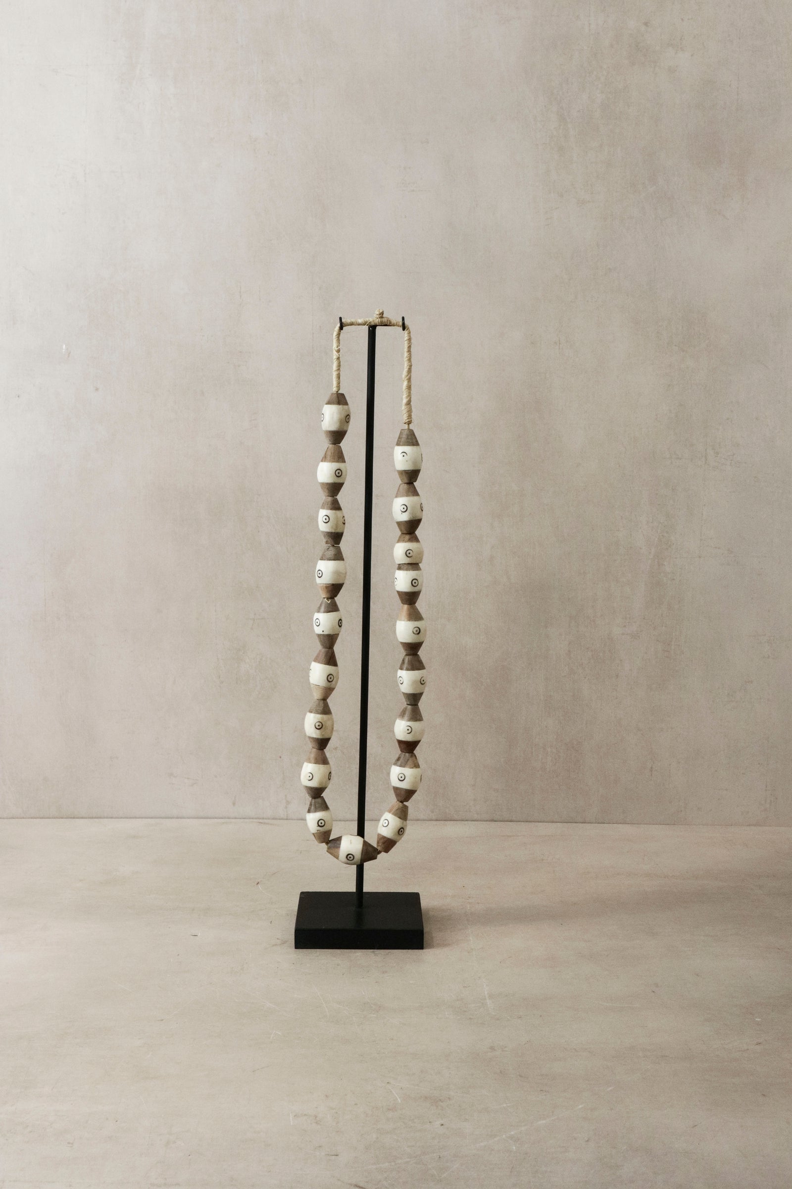 Handmade Turkana trade-bead necklace from Kenya with wood and bone beads