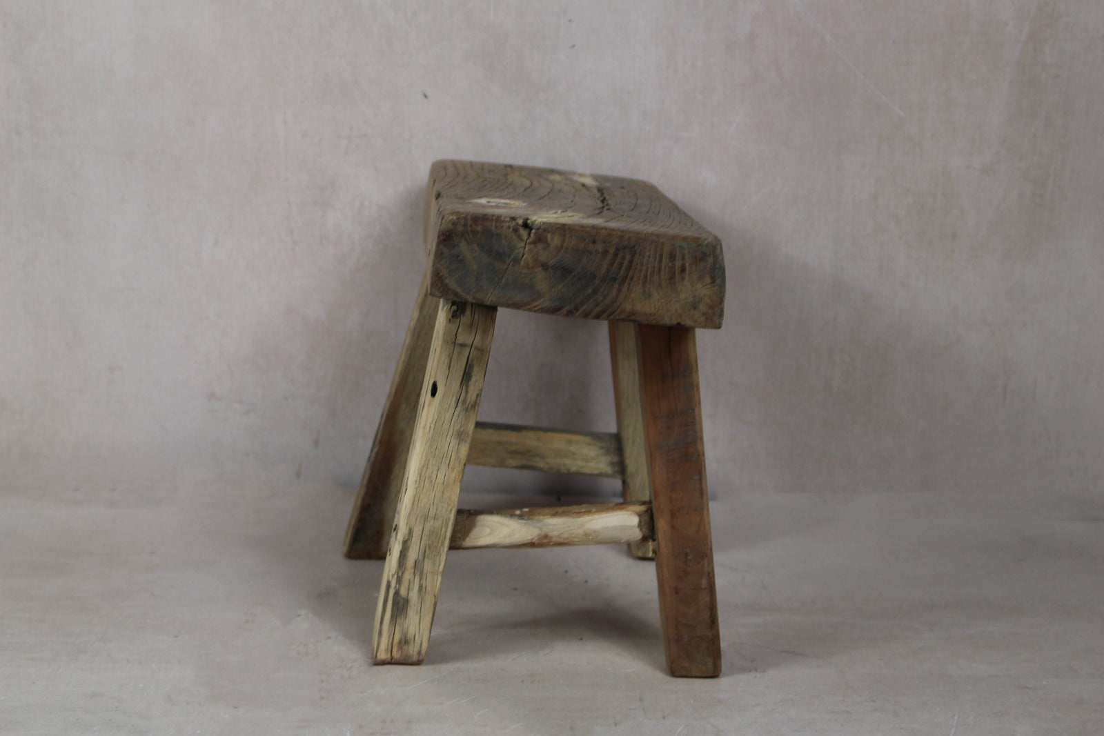 Vintage Rustic Stool Small - Elm wood - 33