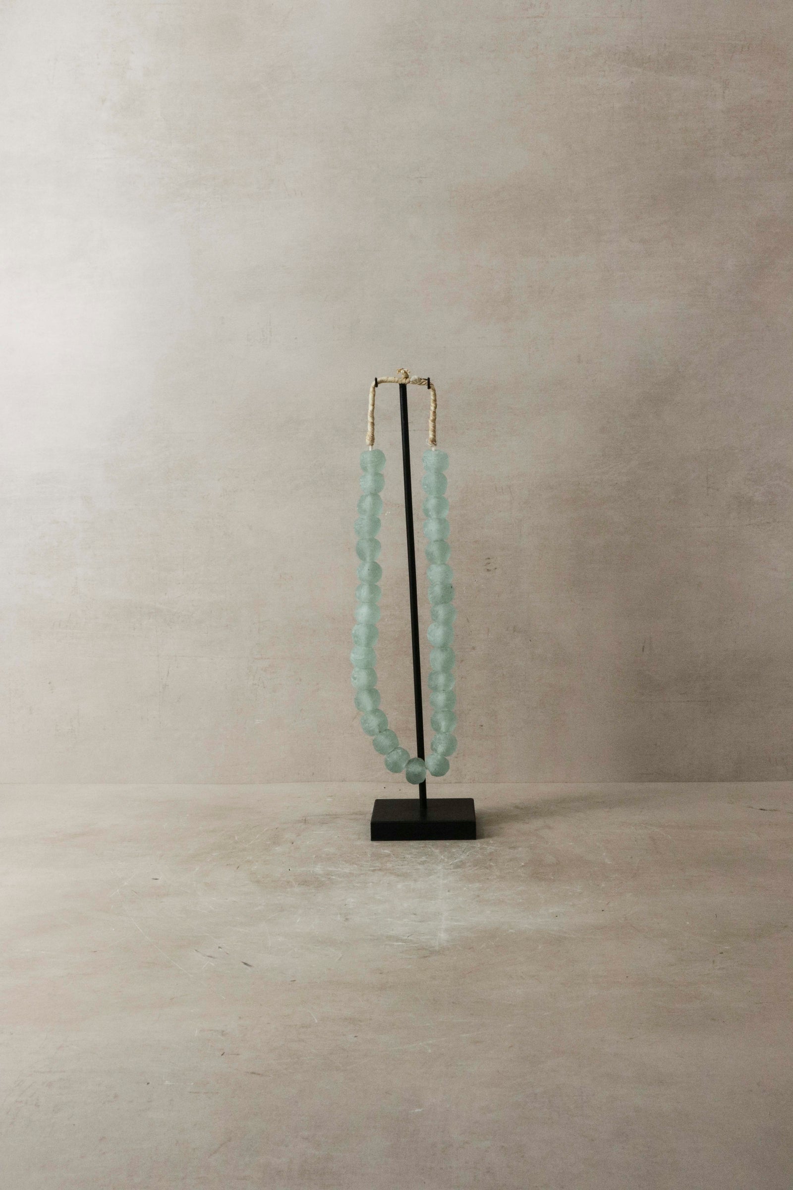 Ghana Glass Beads Necklace, Light blue - 85.2