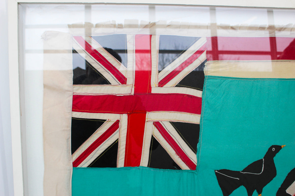 Framed Asafo Fante flag from Ghana (19) — float-mounted African textile folk art wall hanging (view 3)