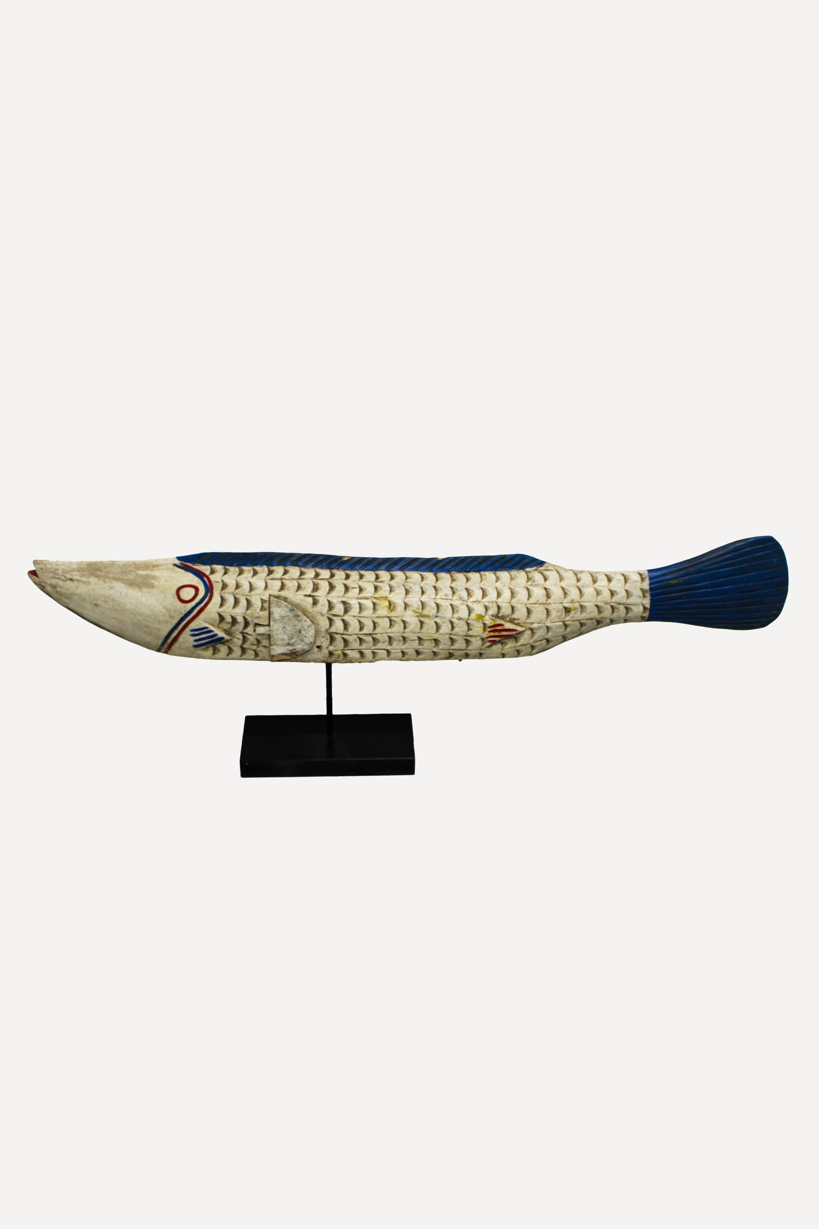 Large hand-carved white Bozo puppet fish from Mali