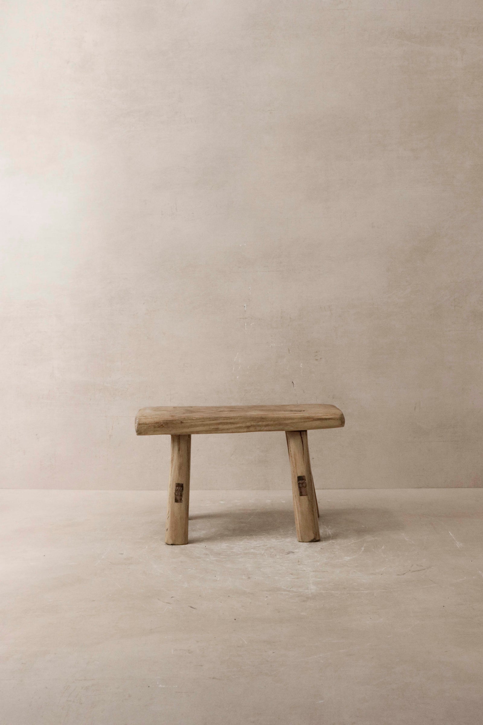 Vintage Rustic Elm Wood Stool - Small - No 9