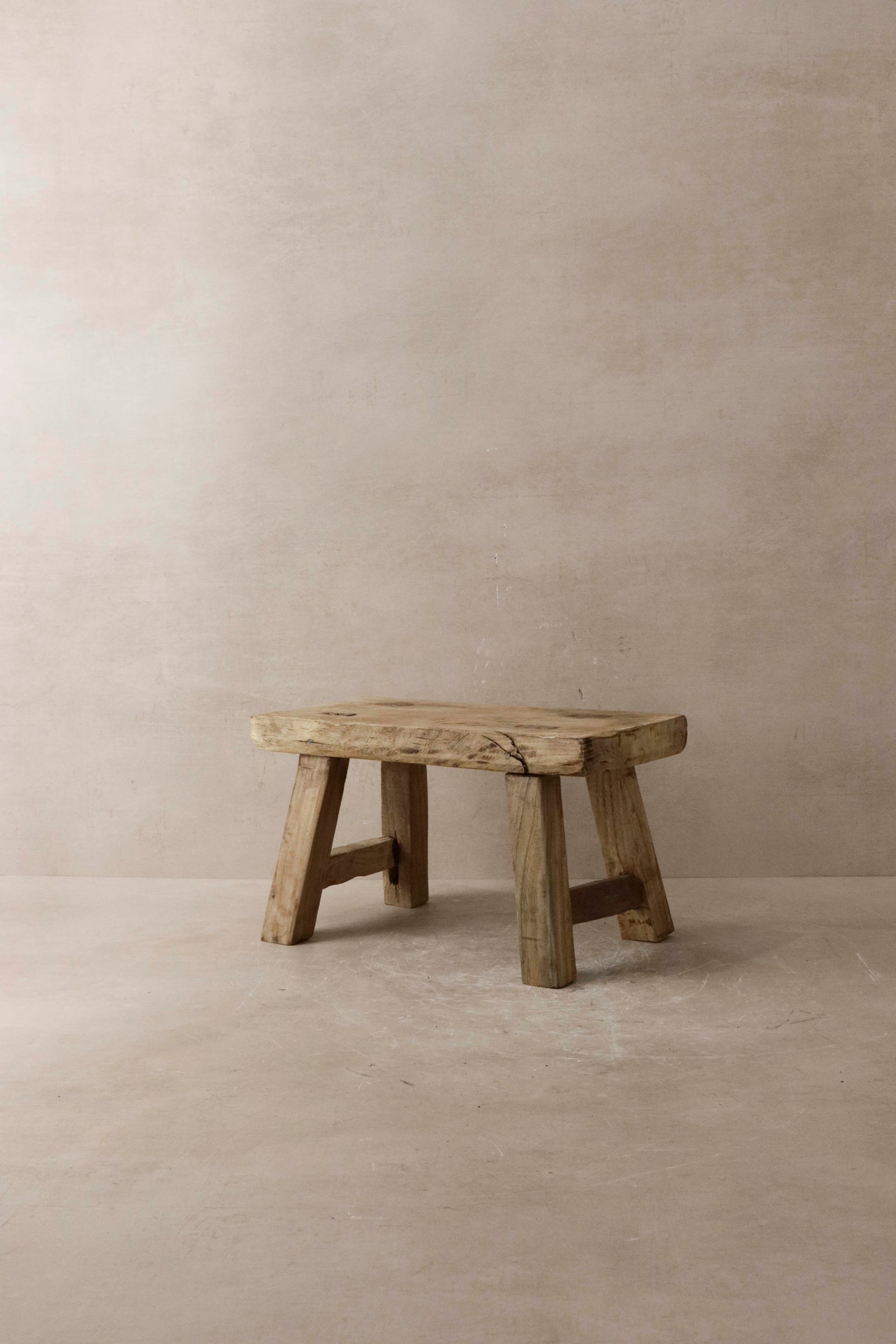 Vintage Rustic Elm Wood Stool - Small - No 10