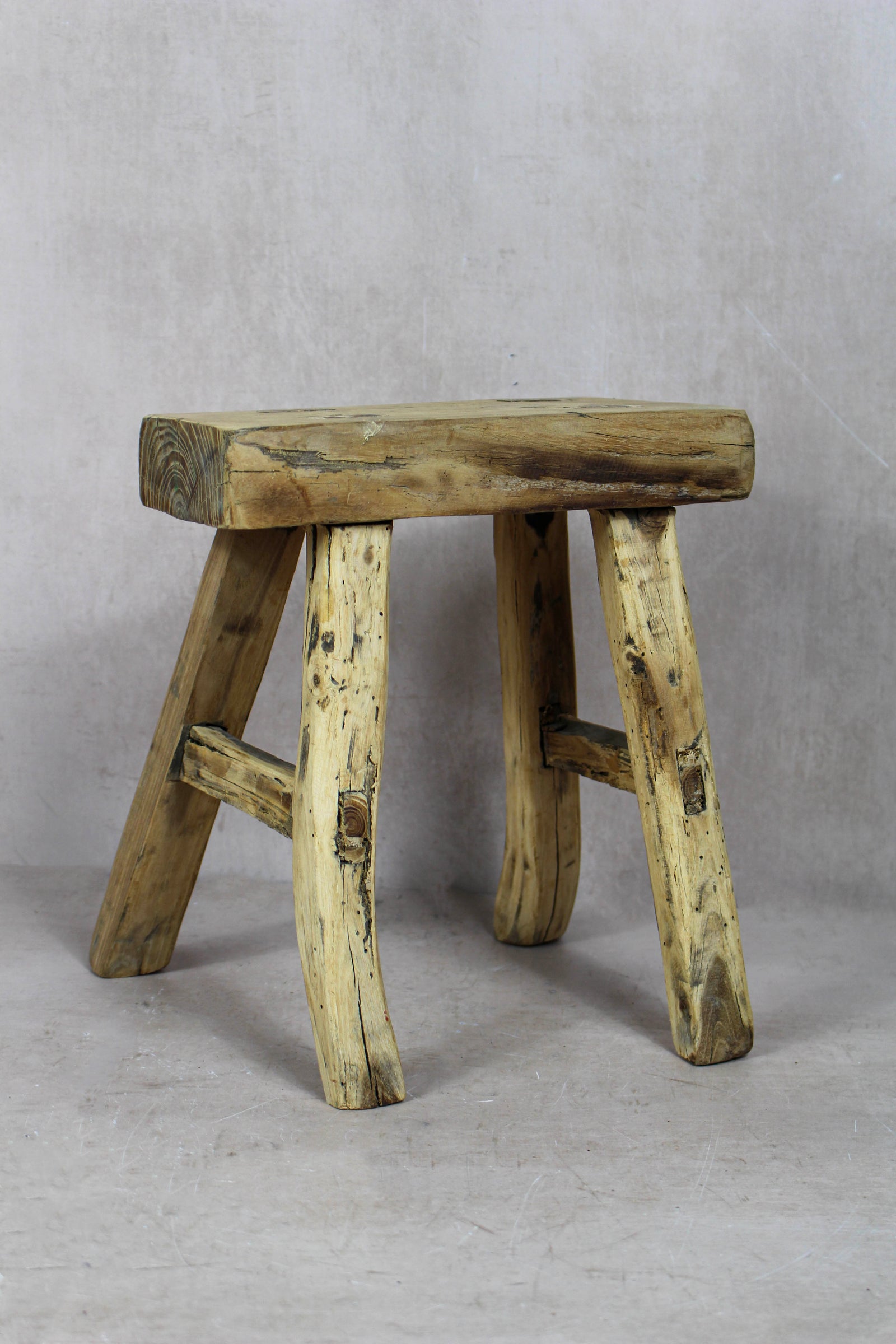 Vintage Rustic Stool Small - Elm wood - 43