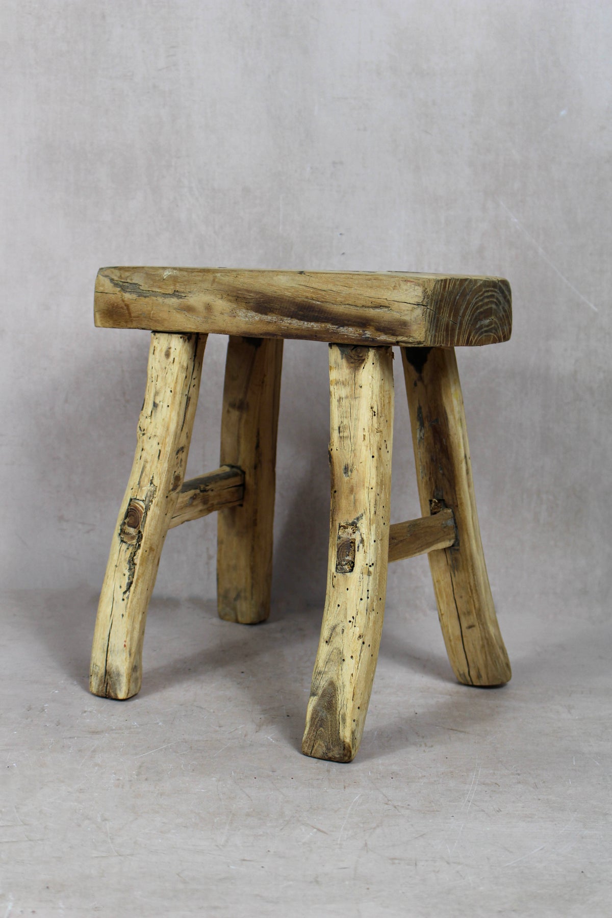 Vintage Rustic Stool Small - Elm wood - 43