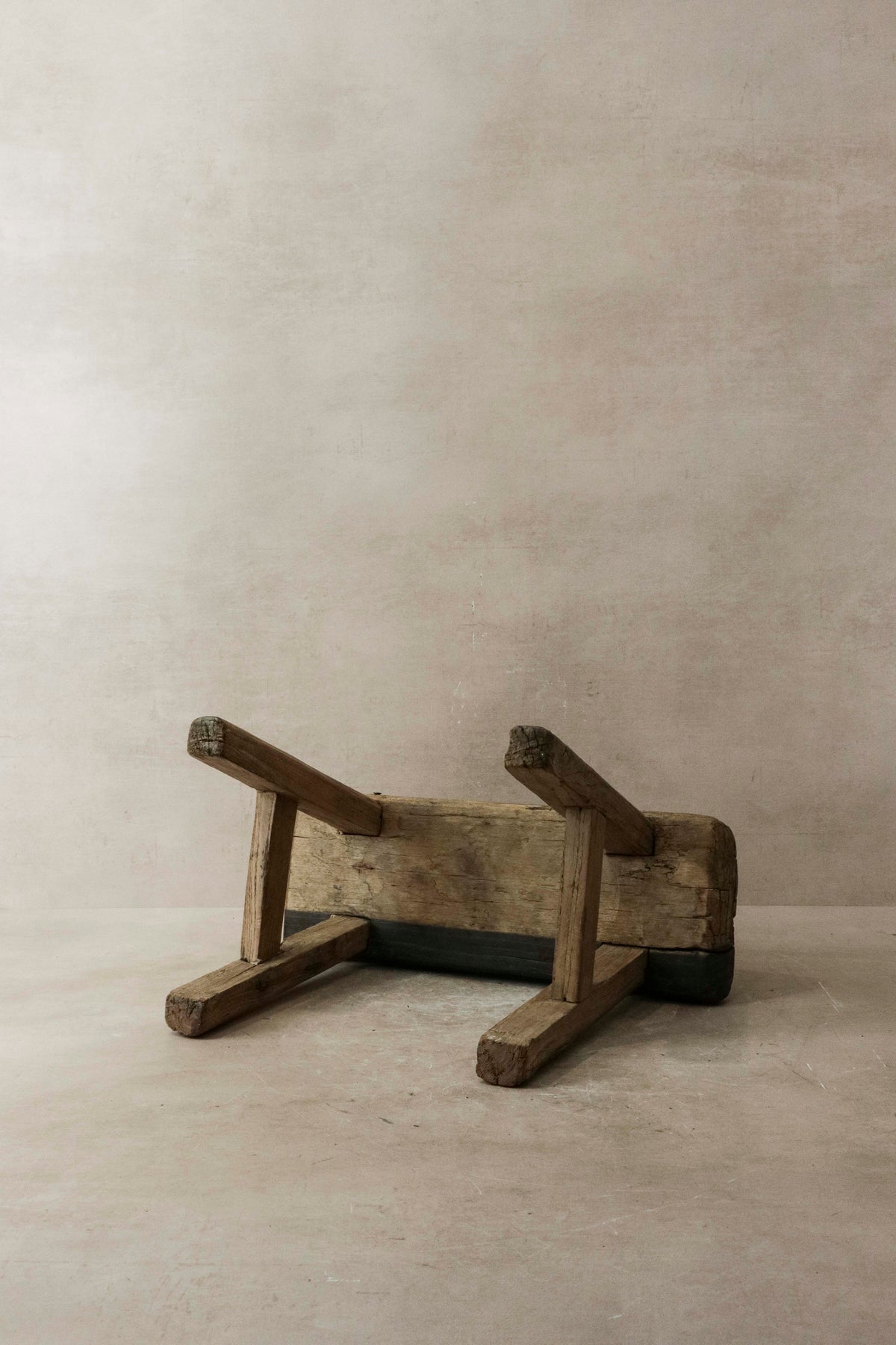 Vintage Rustic Elm Wood Stool - Small - No 14