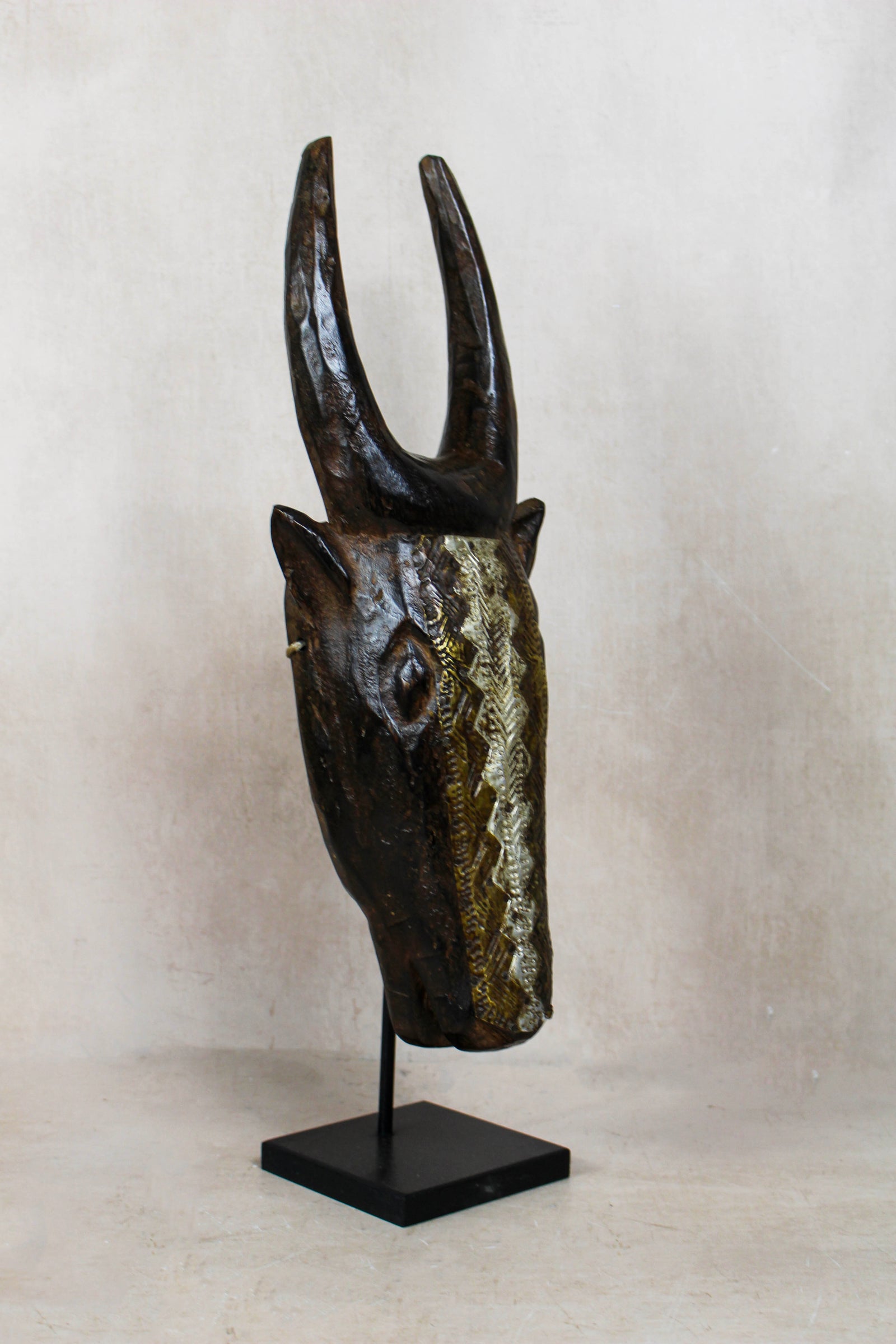Mali Bull Mask with Repoussé Metal Work - 196.4