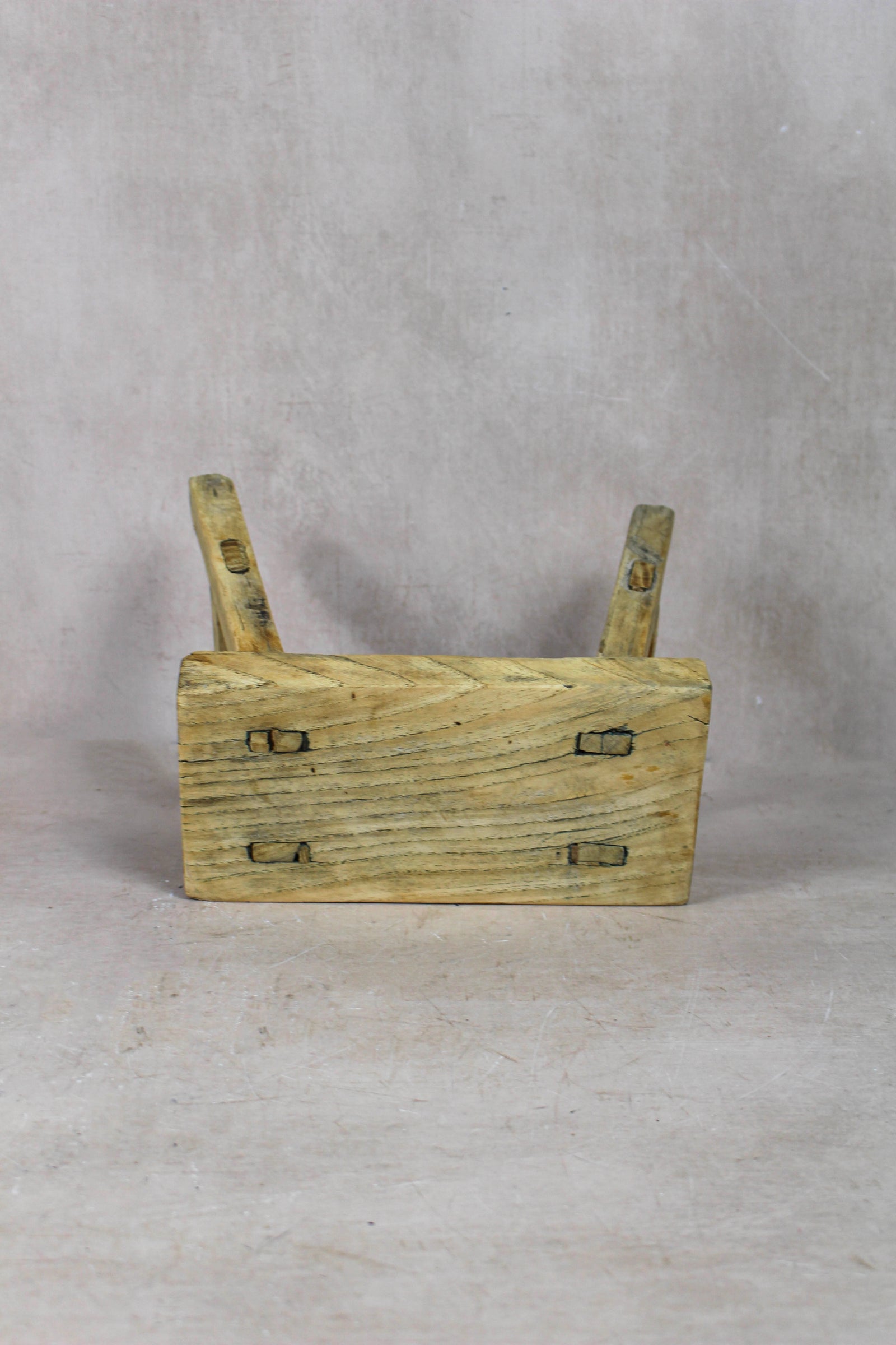 Small vintage rustic reclaimed elm wood stool 45 – Botanical Boys