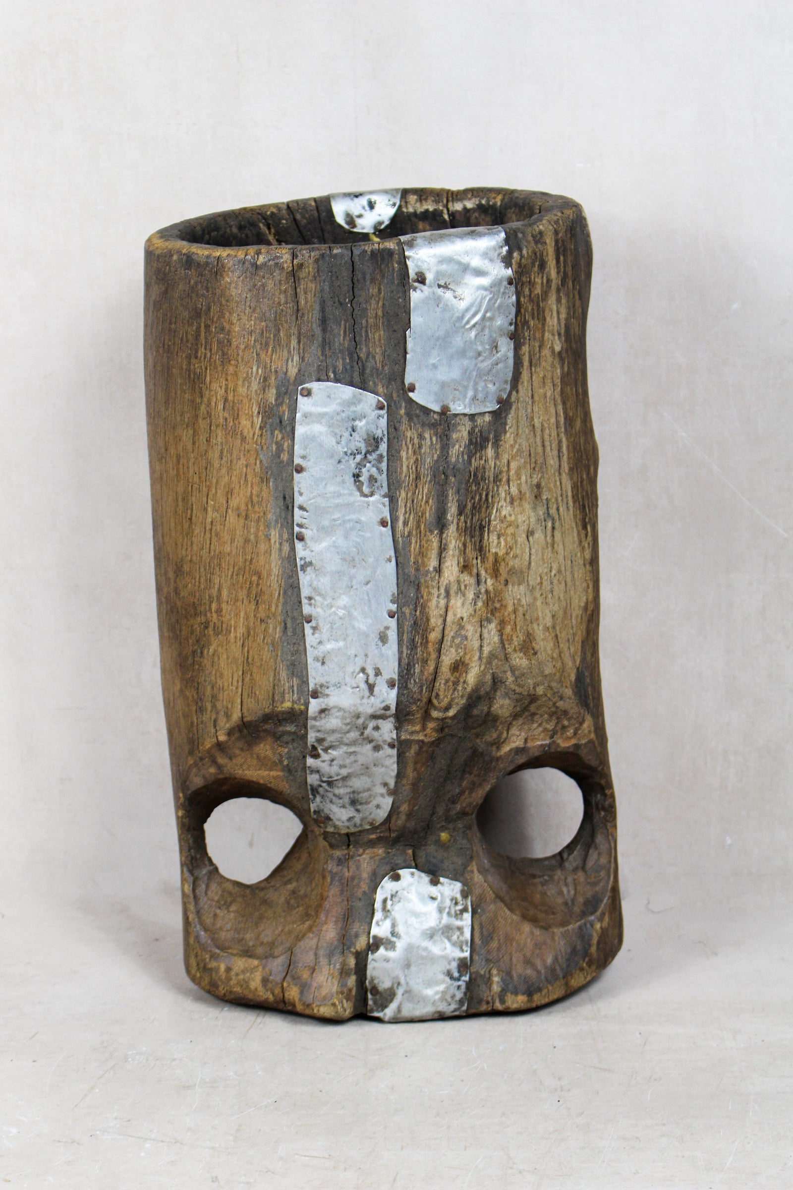 Vintage Tutsi grain stomper from Rwanda hollowed from a single tree trunk