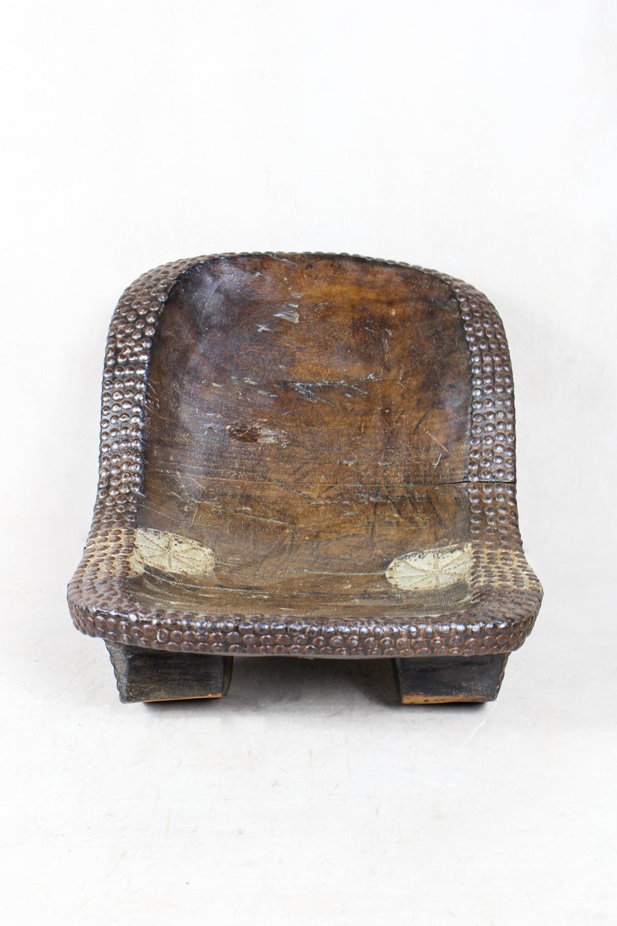Vintage Ngombe Wood Stool DRC 221.1