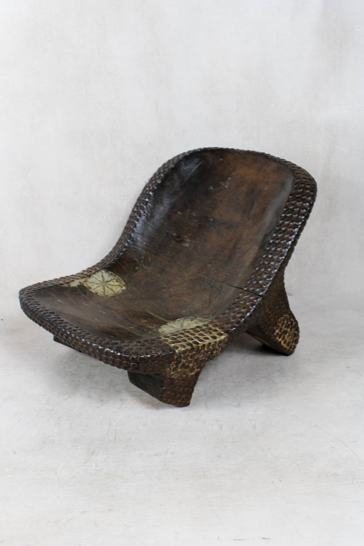 Vintage Ngombe Wood Stool DRC 221.1