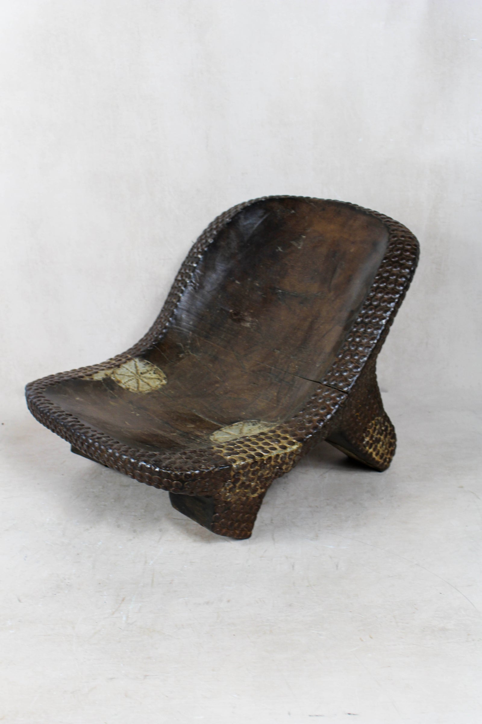 Vintage Ngombe Wood Stool DRC 221.1