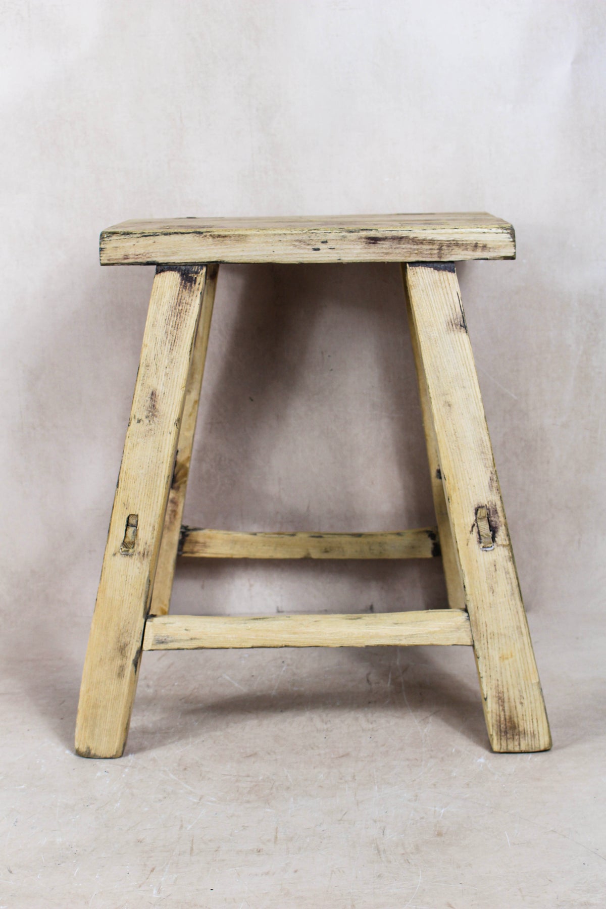 Vintage Rustic Elm Wood Stool - Medium - No 78