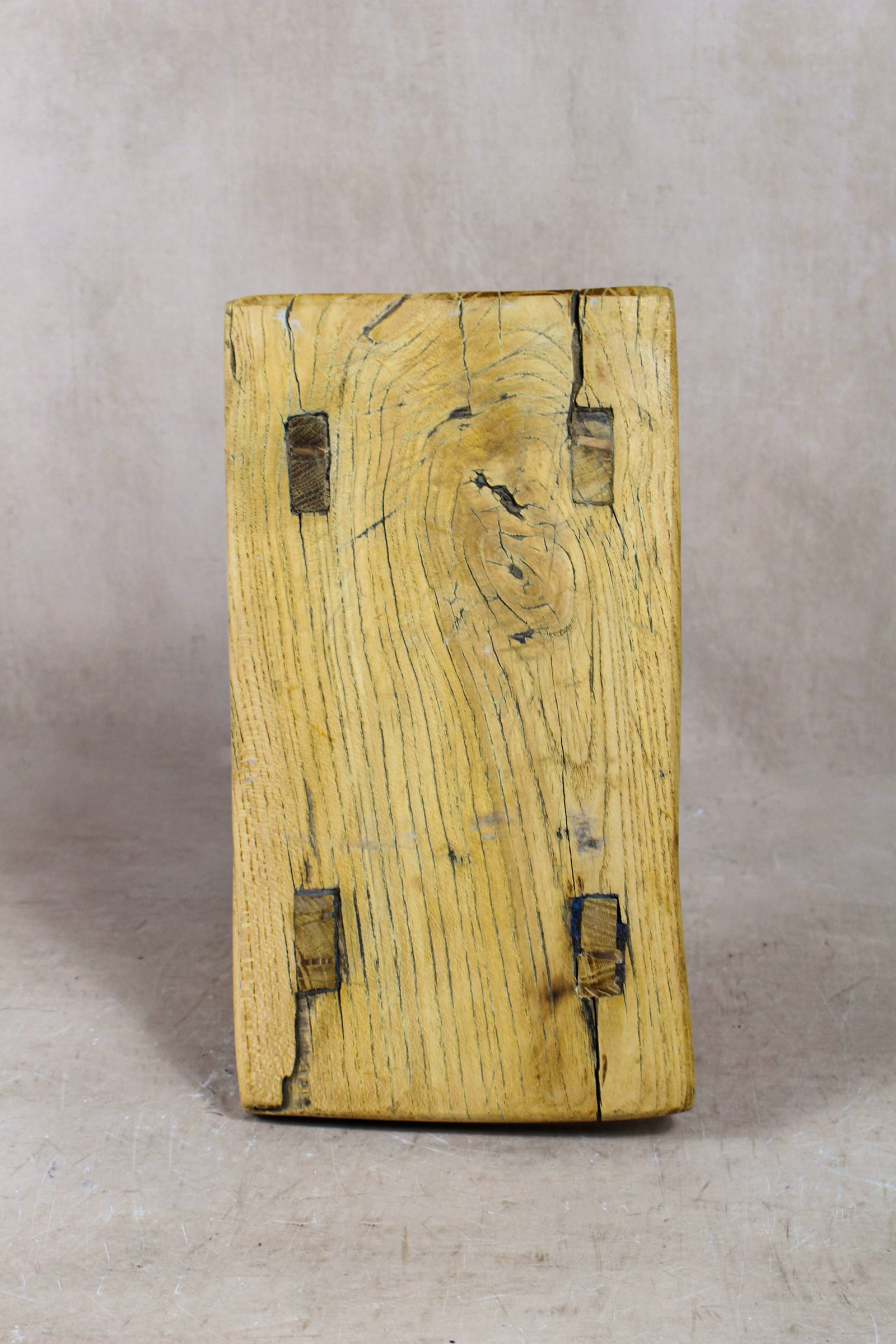 Small vintage rustic reclaimed elm wood stool 54 – Botanical Boys