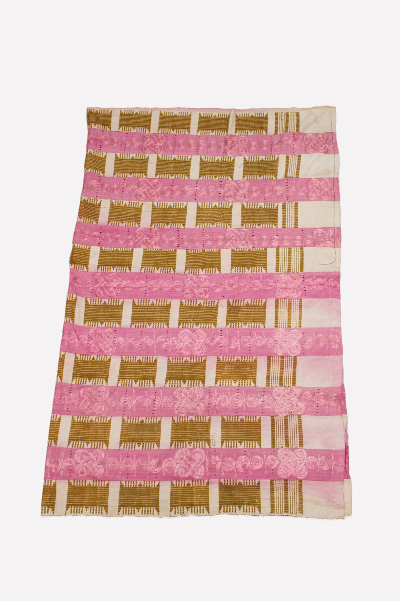 Hand-stitched Yoruba Aso Oke cloth from West Africa, approx. 170×140cm