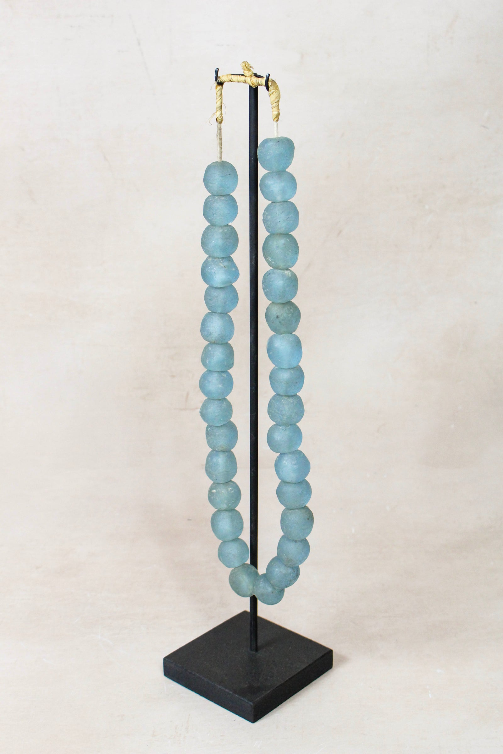 Ghana Glass Beads Necklace, Light blue - 85.1