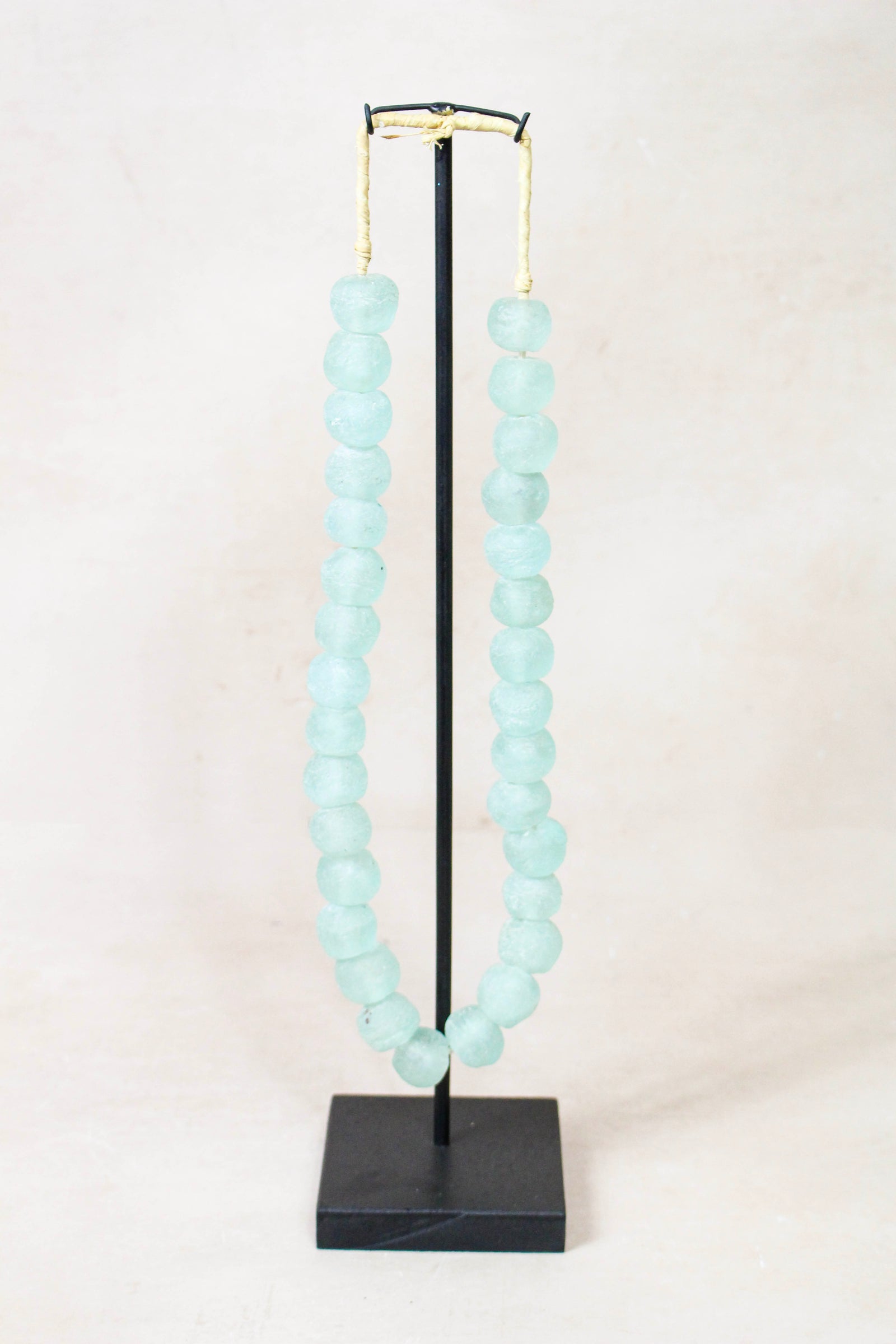 Ghana Glass Beads Necklace, Light blue - 85.3