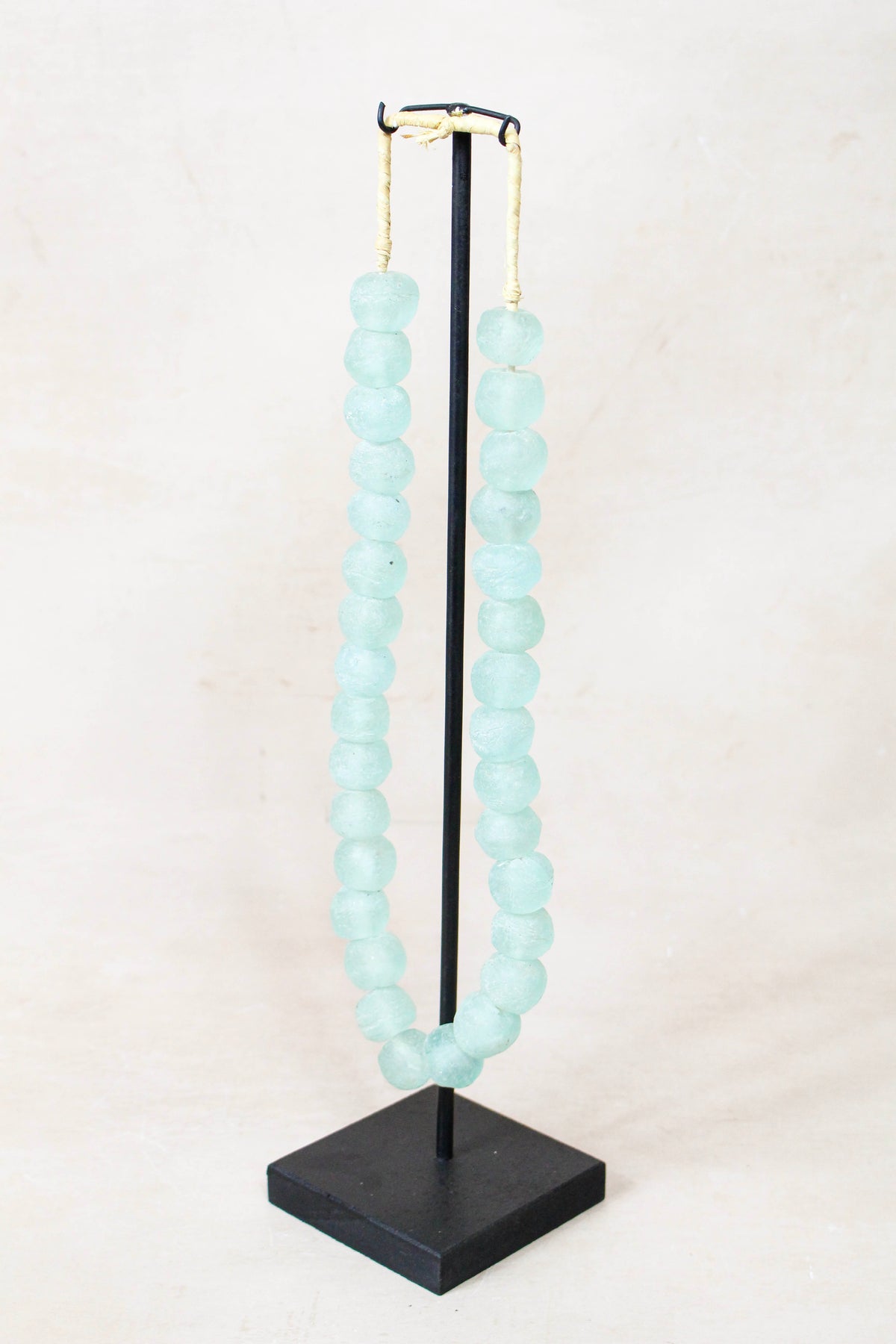 Ghana Glass Beads Necklace, Light blue - 85.3