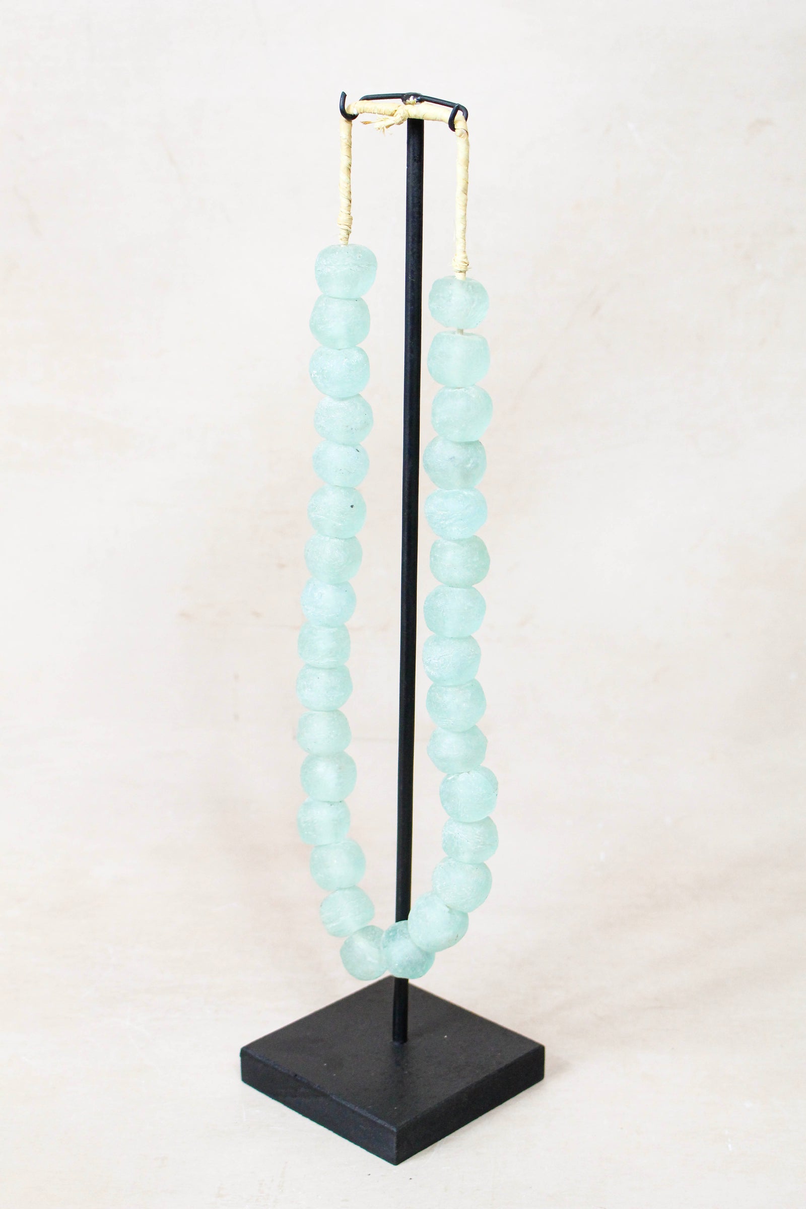 Ghana Glass Beads Necklace, Light blue - 85.3