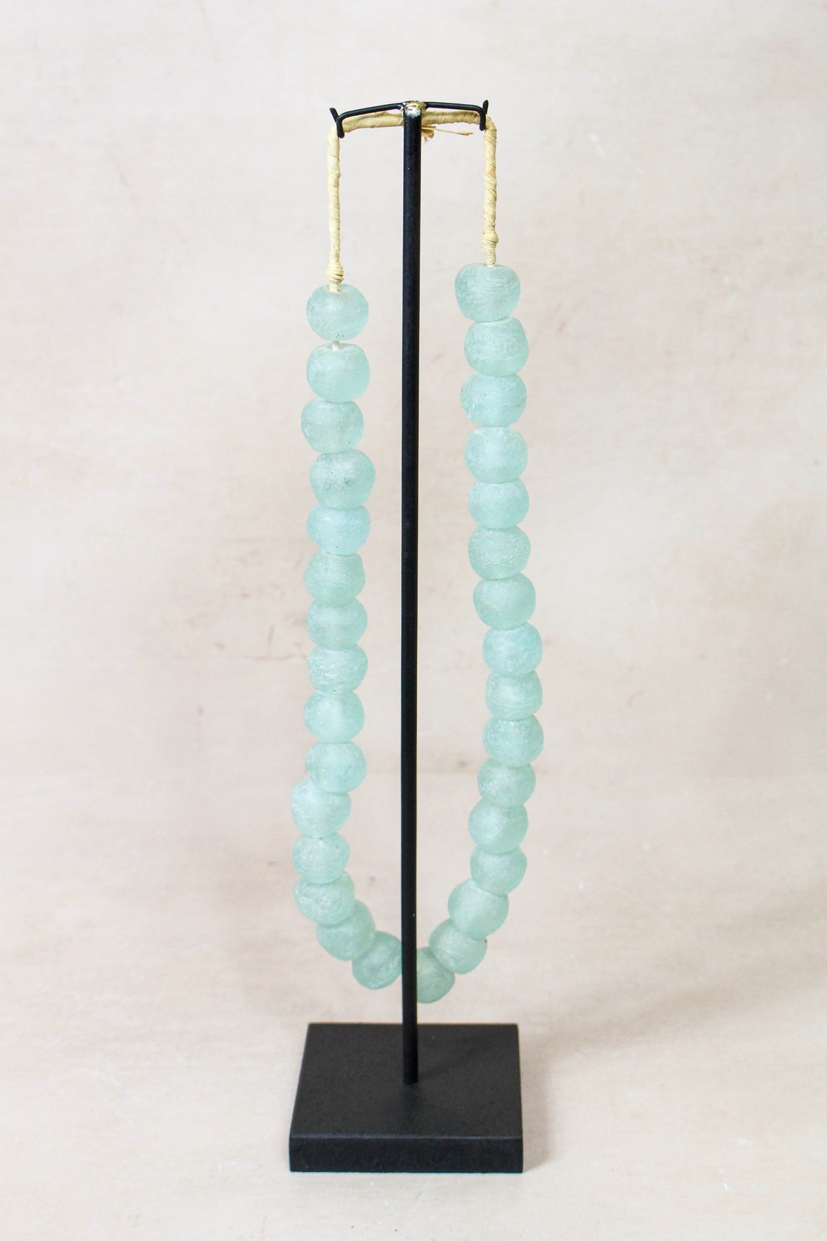 Ghana Glass Beads Necklace, Light blue - 85.3