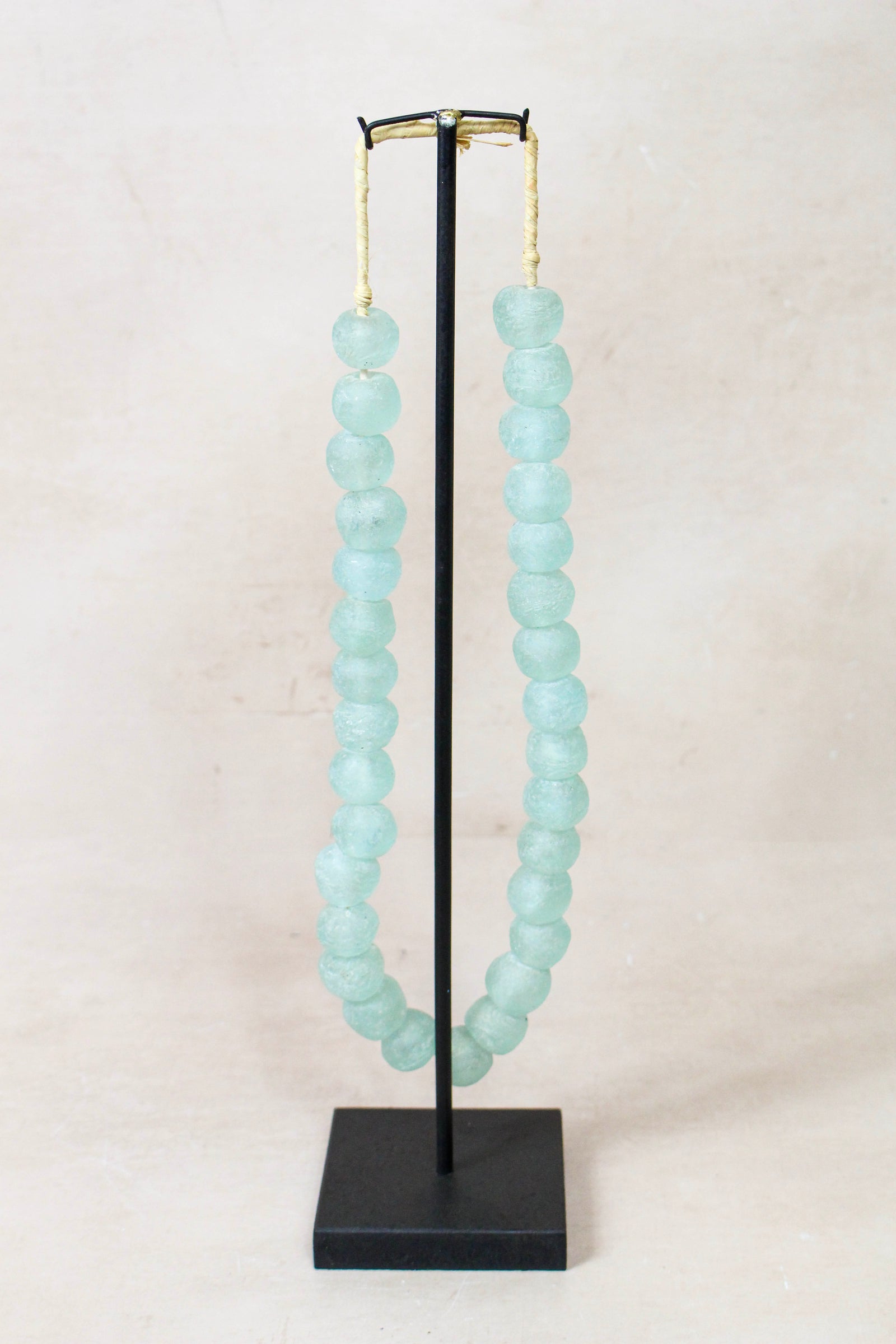 Ghana Glass Beads Necklace, Light blue - 85.3