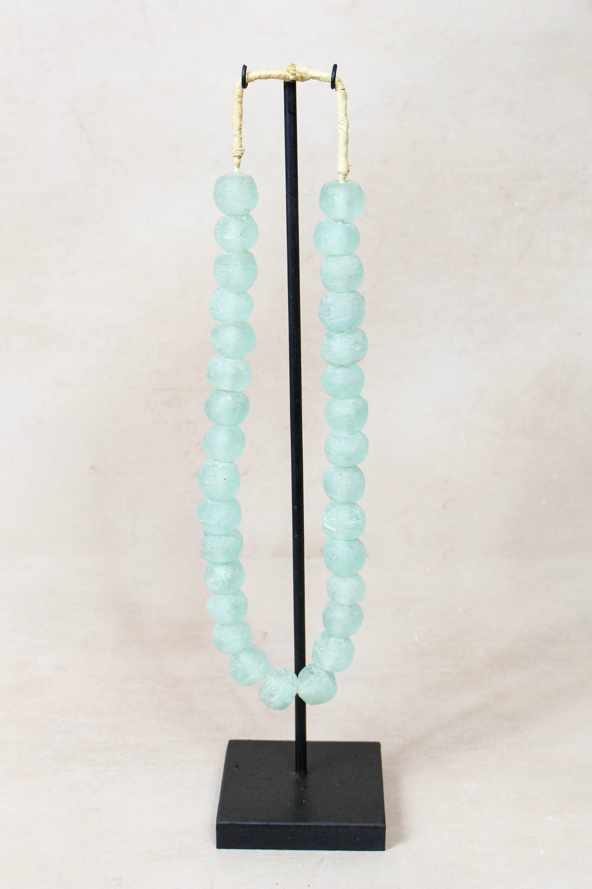 Ghana Glass Beads Necklace, Light blue - 85.4