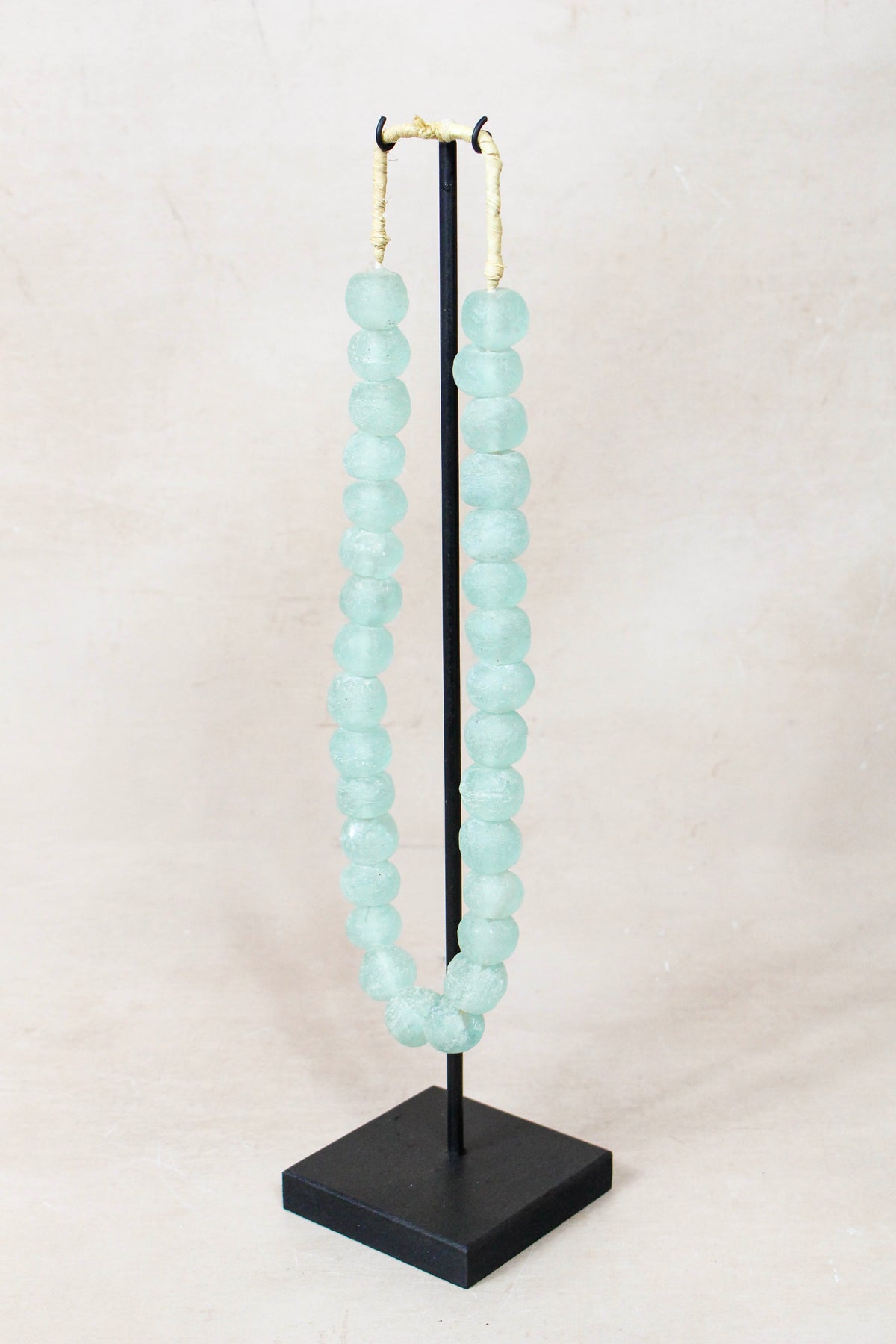 Ghana Glass Beads Necklace, Light blue - 85.4