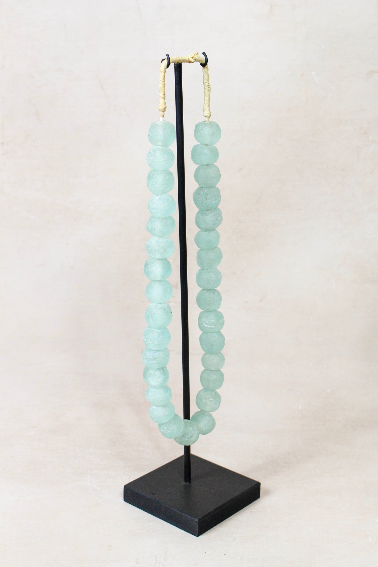 Ghana Glass Beads Necklace, Light blue - 85.4