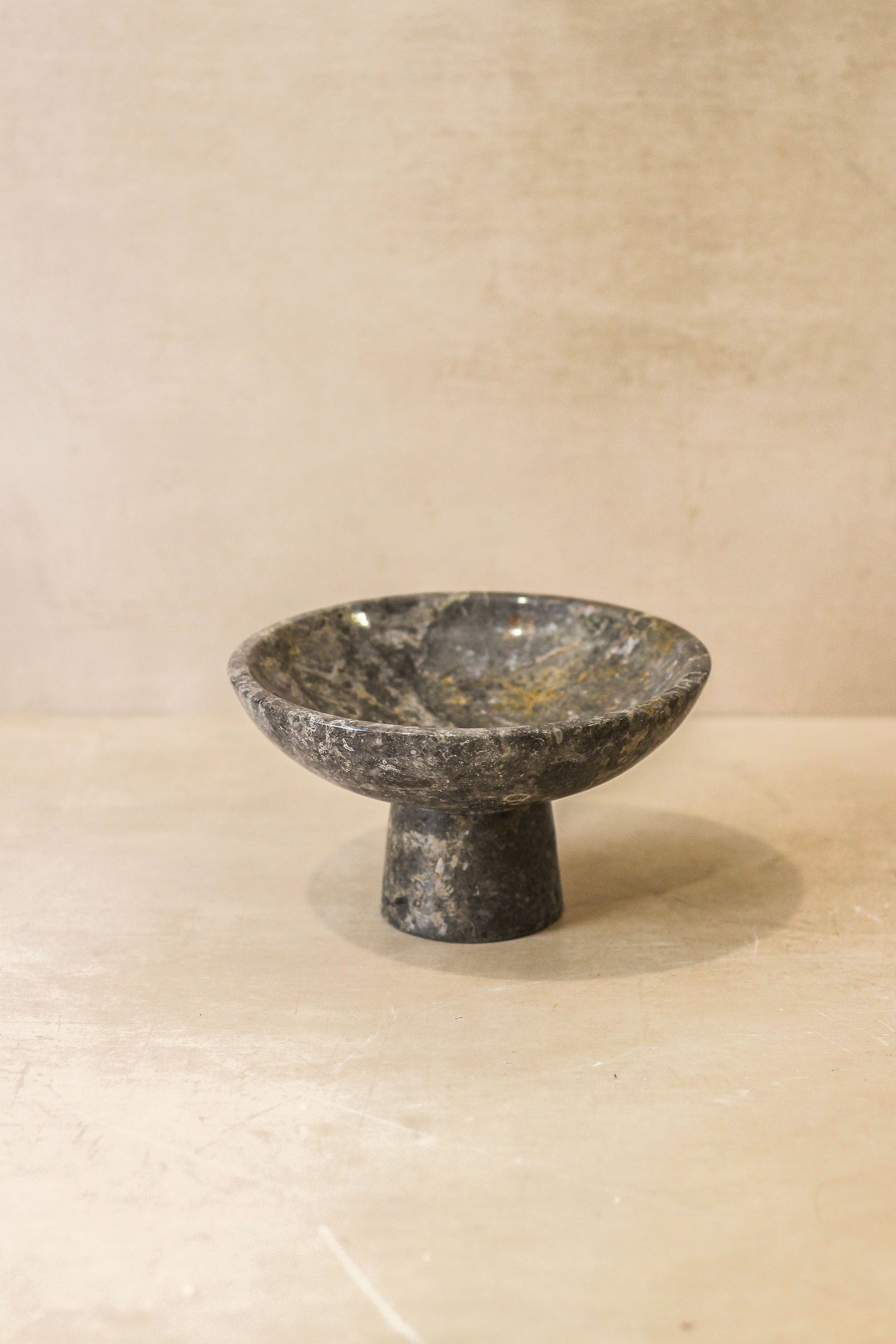Marble Pedestal High Bowl - Black