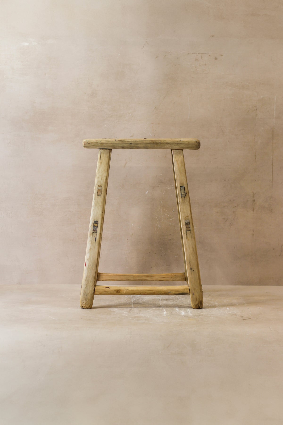 Vintage Rustic Elm Wood Stool - Medium - No 46
