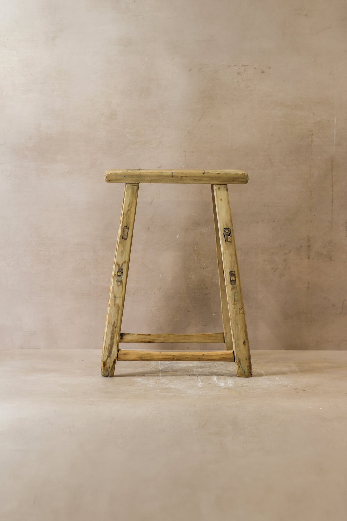 Vintage Rustic Elm Wood Stool - Medium - No 46