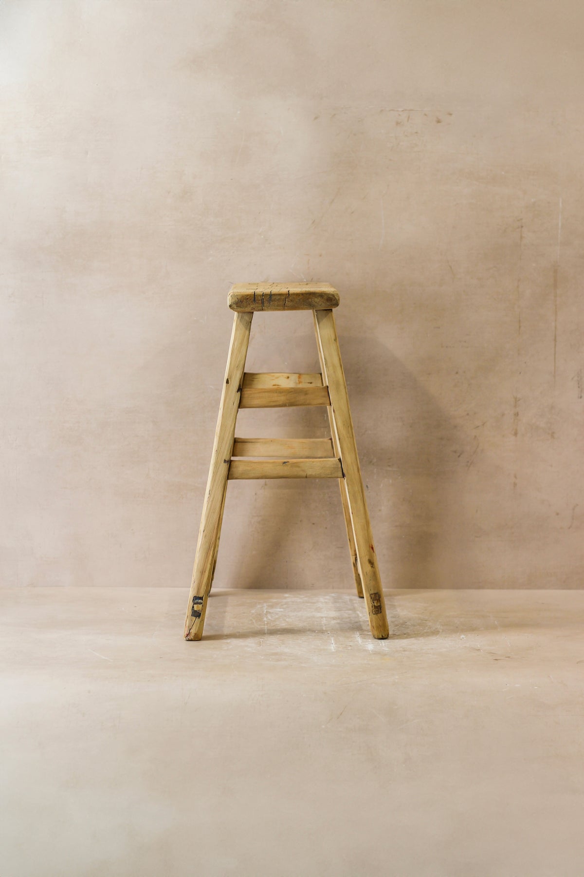 Vintage Rustic Elm Wood Stool - Medium - No 46