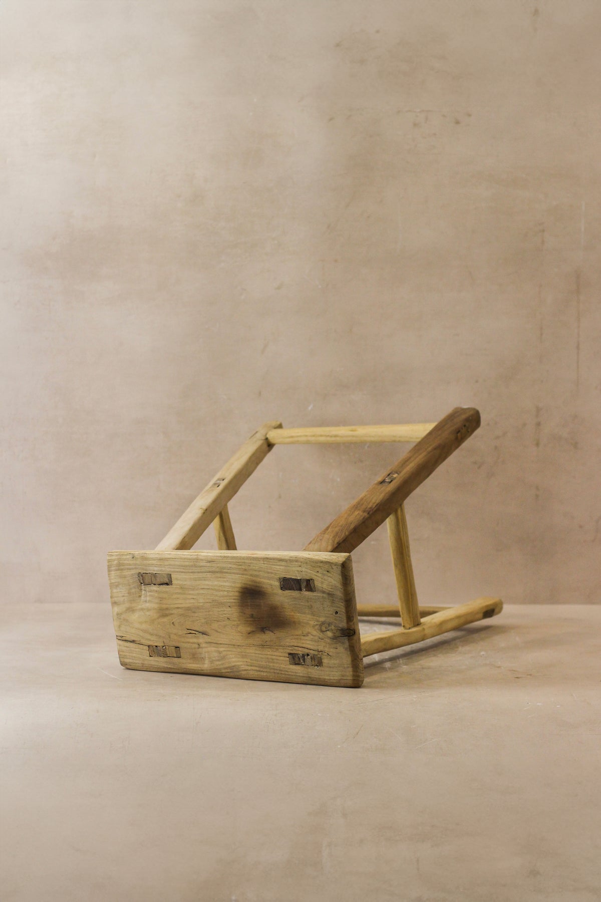 Vintage Rustic Elm Wood Stool - Medium - No 47