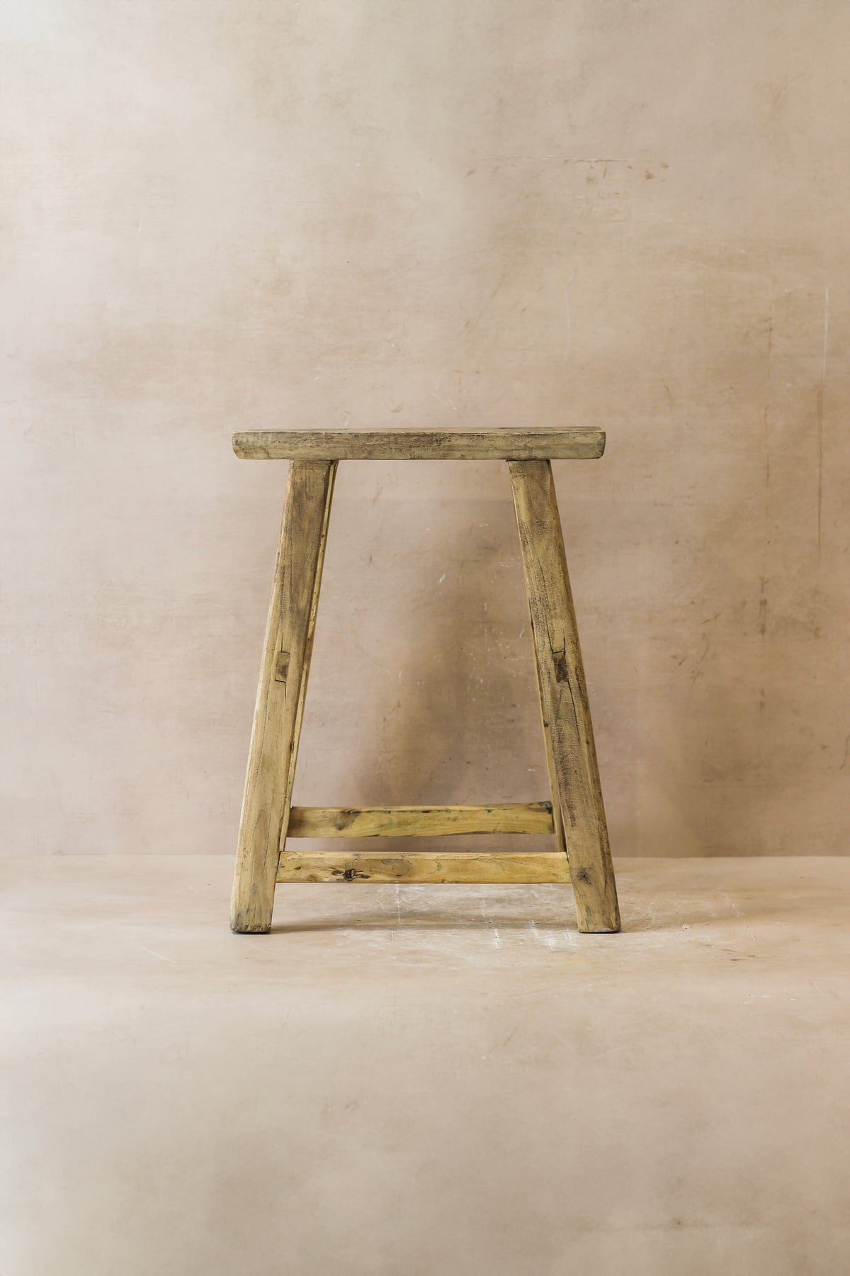 Vintage Rustic Elm Wood Stool - Medium - No 48